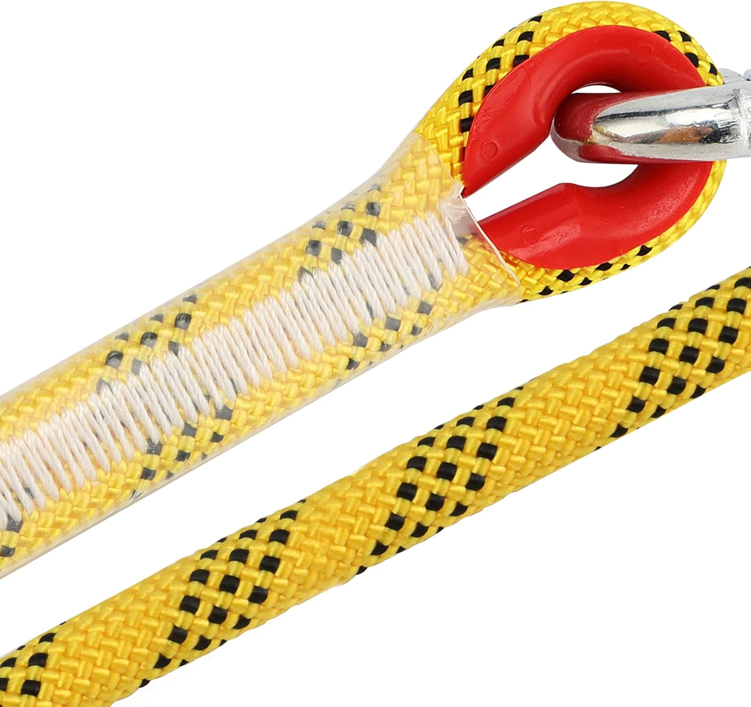 HOZEON 100 Ft x 3/8 Inch Double Braid Polyester Rope,2200 Lbs High Strength Polyester Pulling Rope for Sailing, Yellow/Black