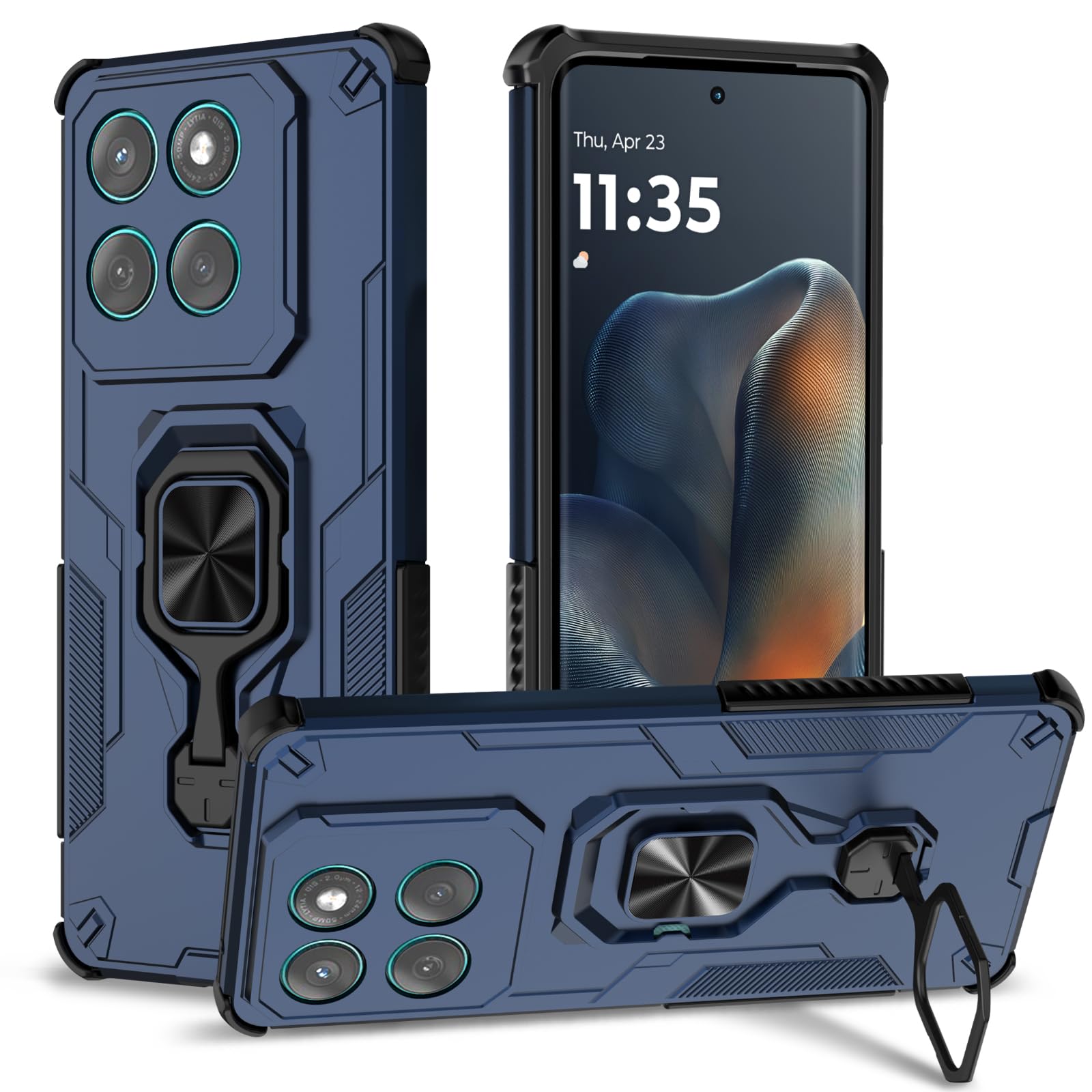 Funda para Samsung Galaxy A13 4G con Cristal Templado Protector Pantalla, Carcasa Antigolpes con Soporte anular metálico, Case Protectora de Grado Militar, Negro — view 198