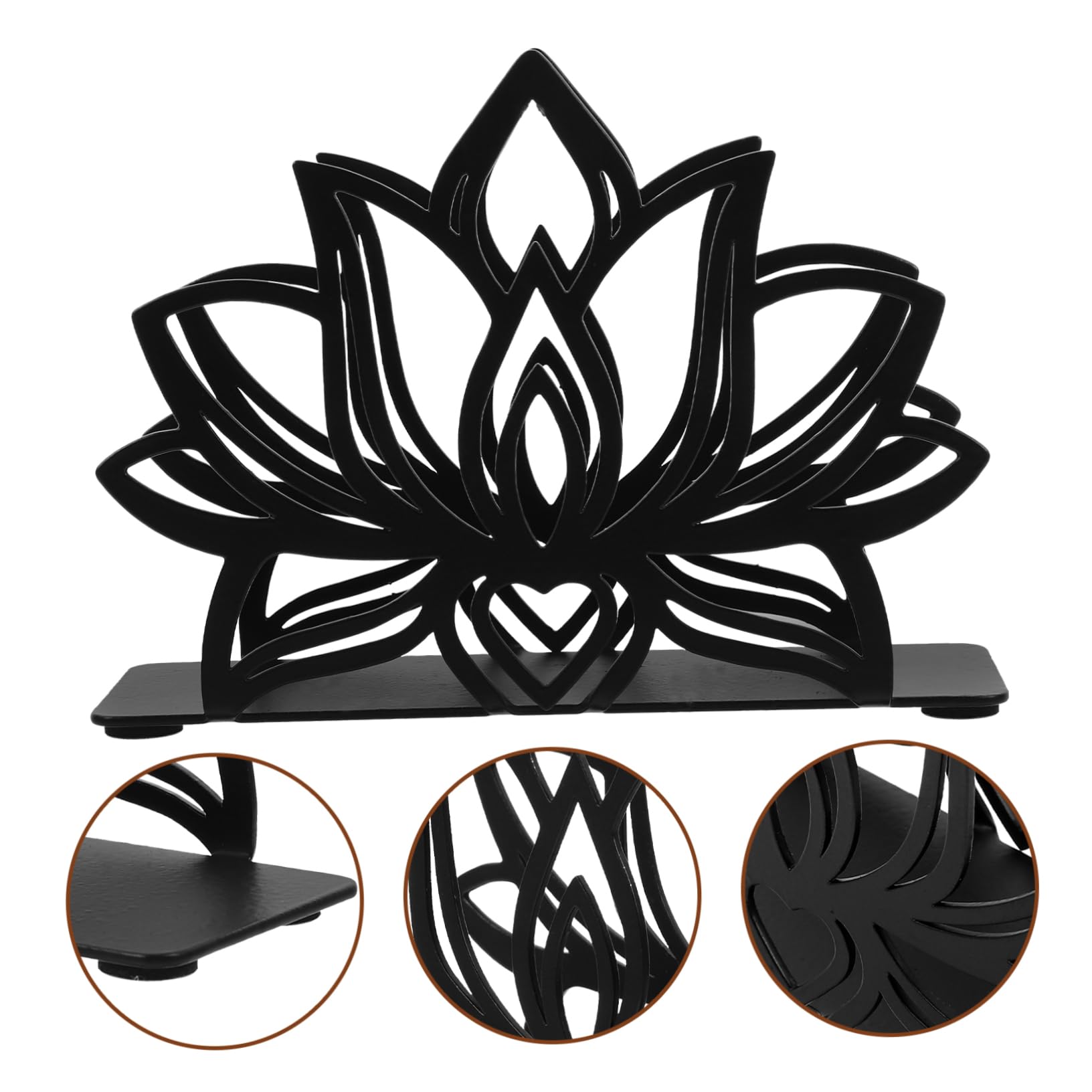 VOSAREA 4pièces Porte-Serviettes Fer Forgé Forme De Fleur Support Décoratif pour Napkins Accessoire De Table pour Mariage Restaurant