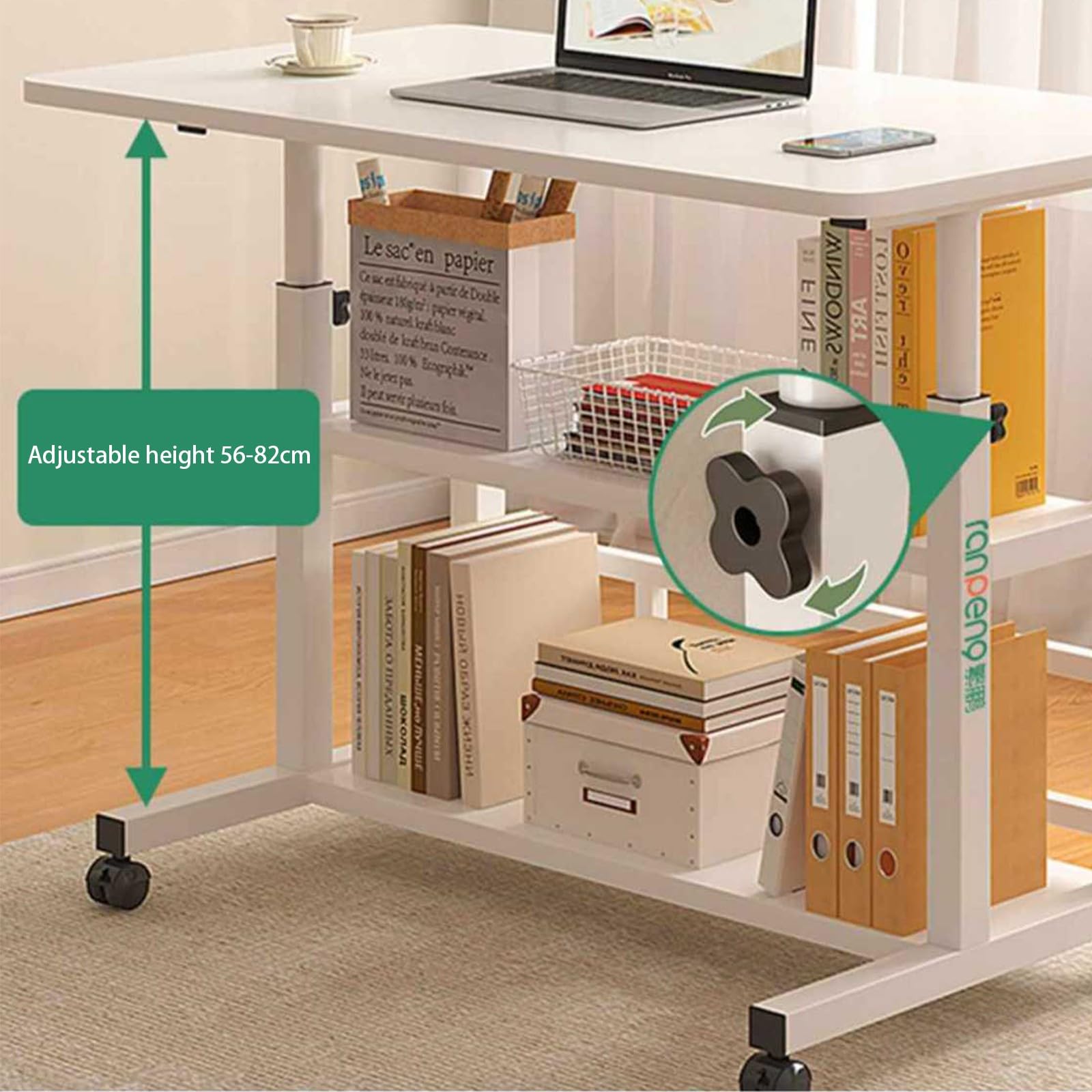 Escritorio para computadora portátil (56-82) cm de altura ajustable, mesa portátil para cama/silla, mesa auxiliar para sofá, computadora portátil