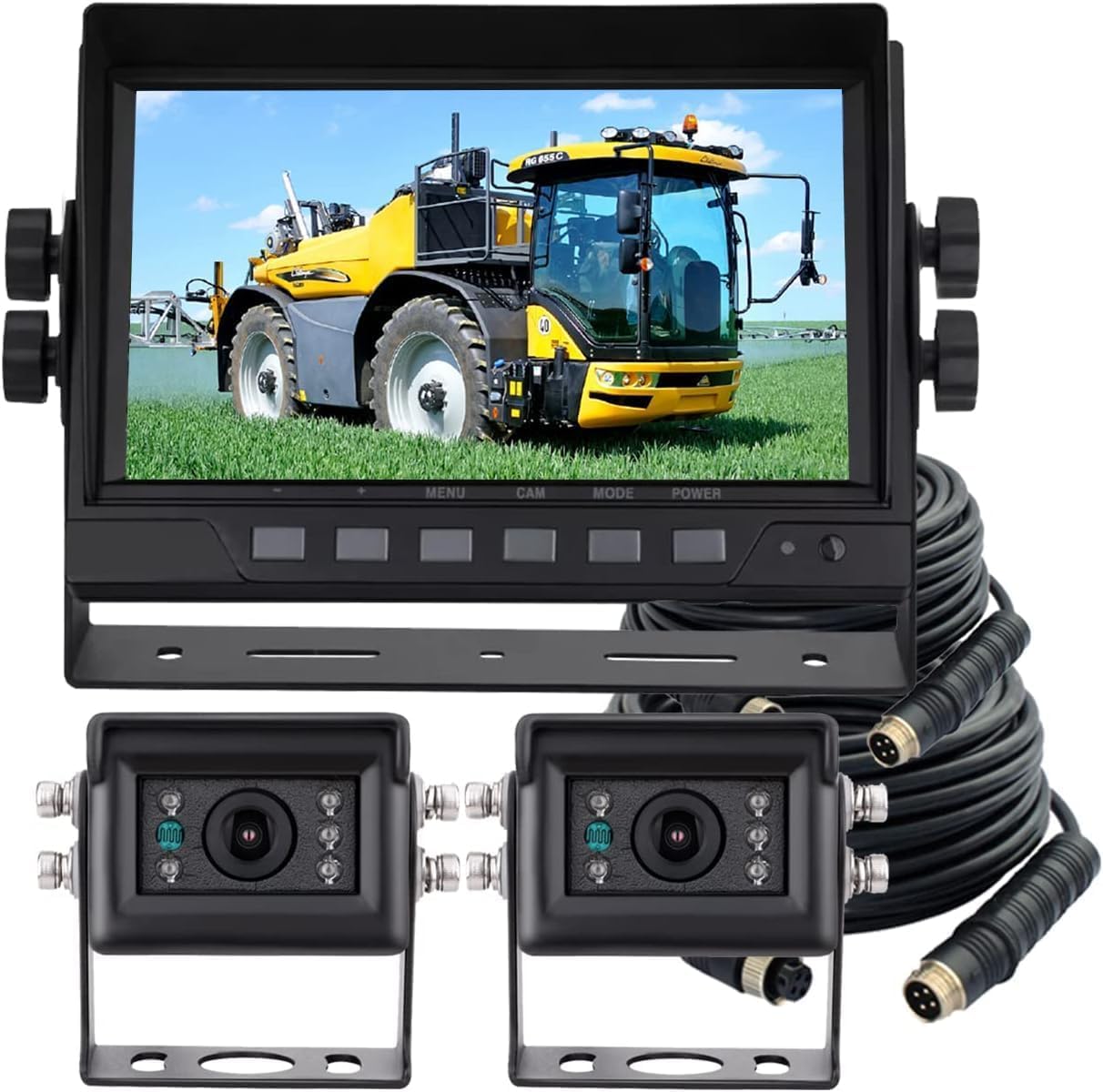 AHD 1080P Wired Reverse Rear View Backup Camera System,2 IR Camera with Waterproof IP69K, 7