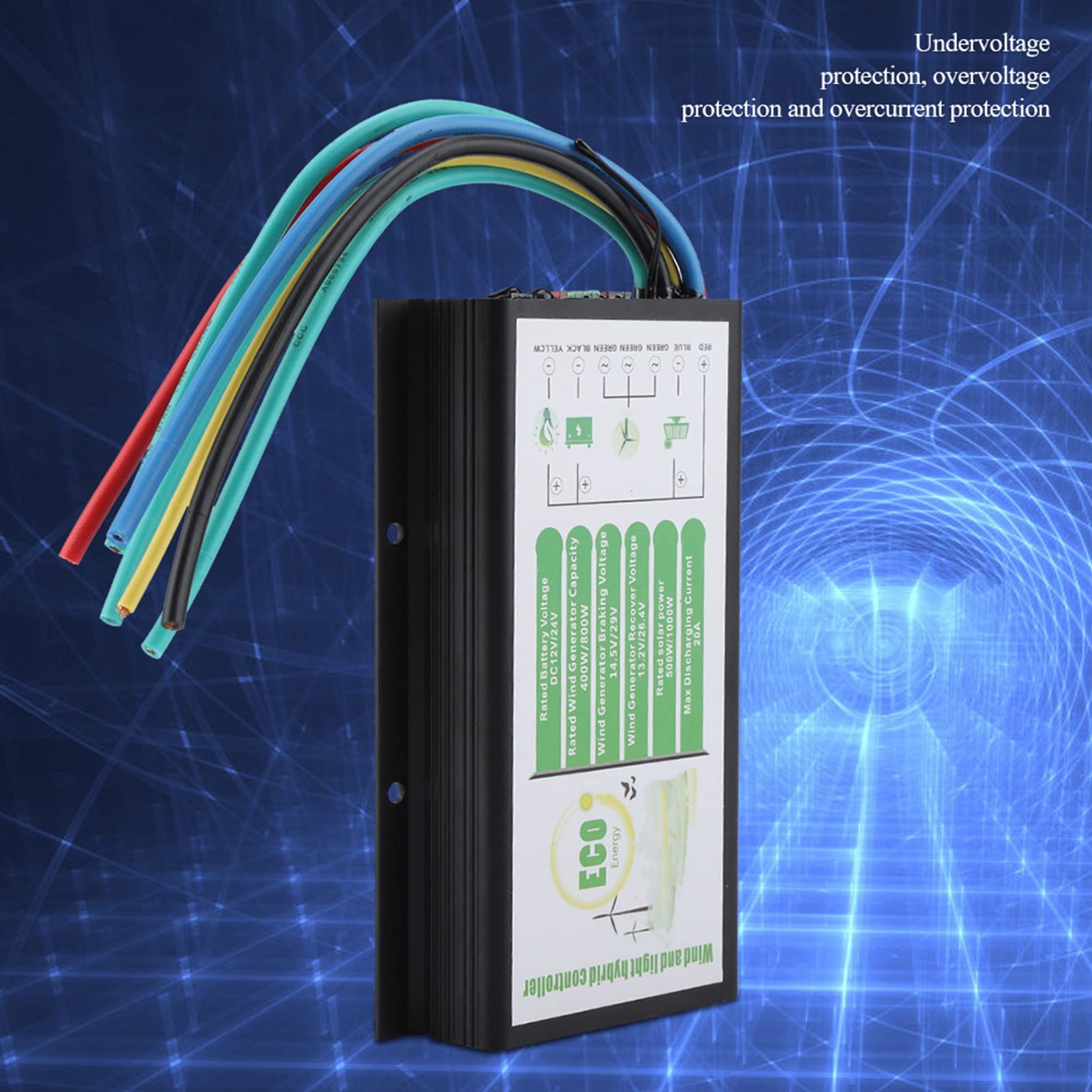Yinhing Regolatore MPPT con Regolatore Solare Eolico da 400 W/800 W 12 V/24 V con Compensazione della Temperatura per Sistemi Off-grid