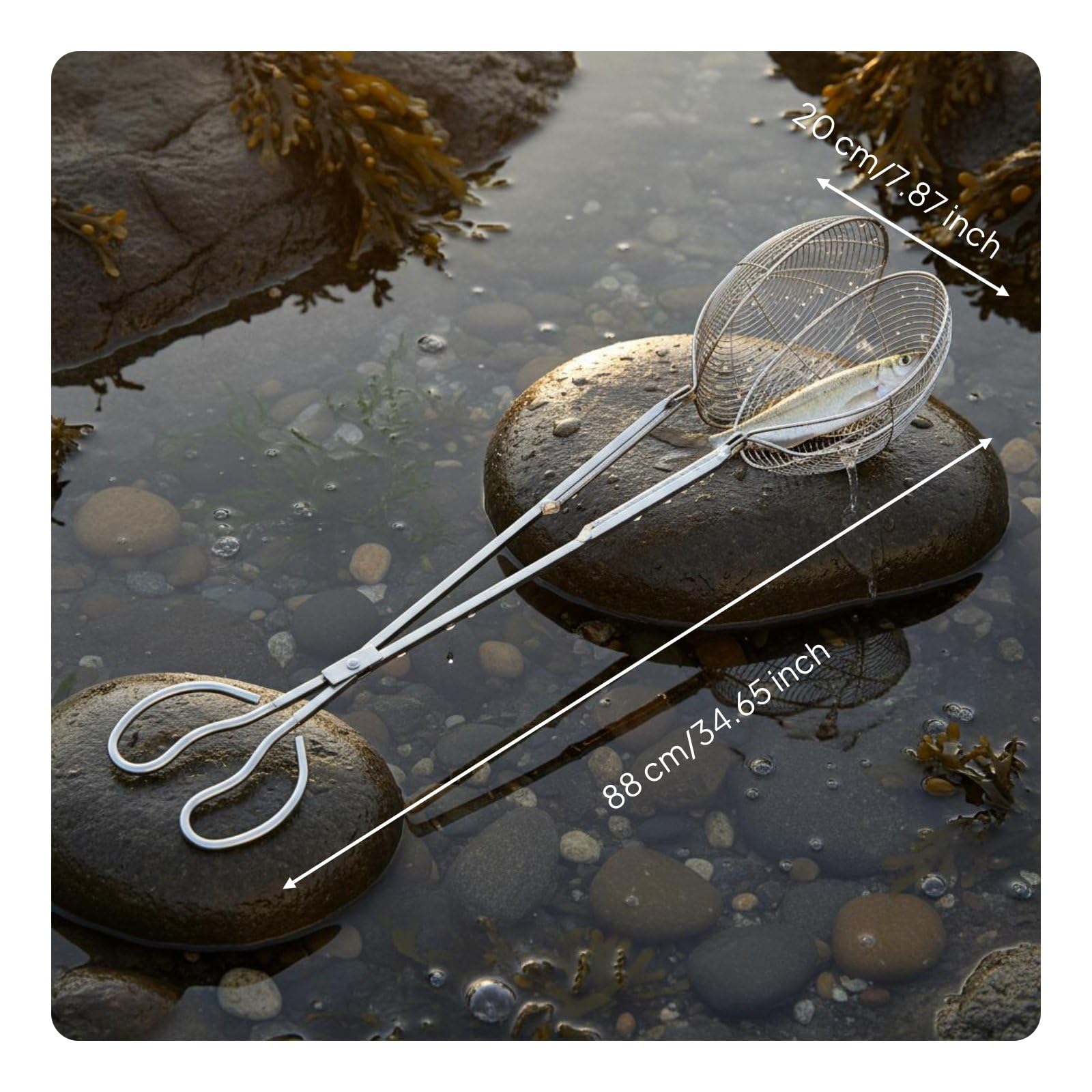 harayaa Stainless Steel Grabber Edelstahl Greifer Zange Klammer Korbzange mit Erweiterter Reichweite Rostbeständig Fester Halt für Krebse Muscheln für