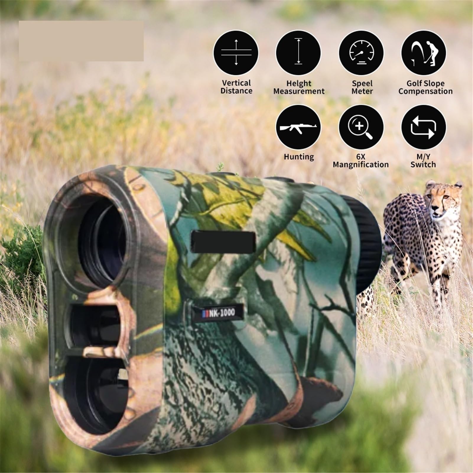 Telescopio multifuncional for telémetro de Golf, medidor de distancia de pendiente con bloqueo de bandera, apto for Monocular de construcción de caza(GRAY,1200m)