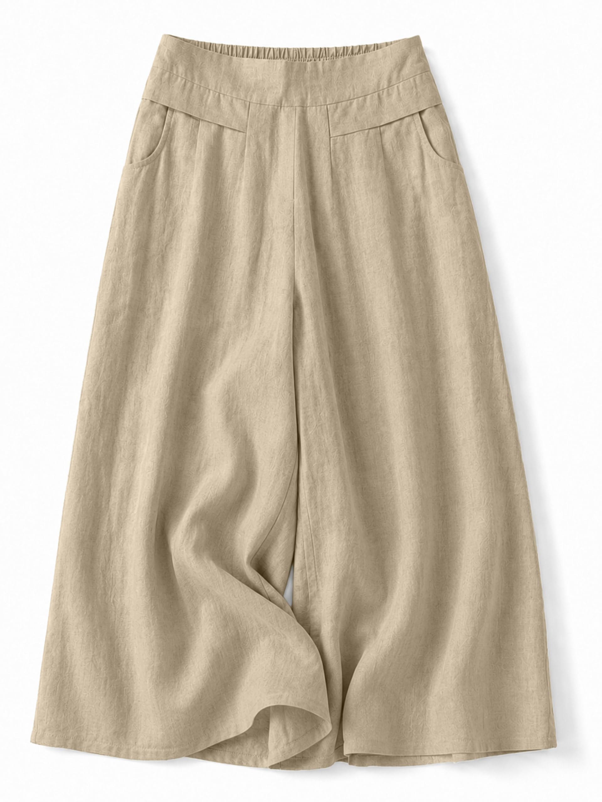 Womanista Cotton Linen Flared Palazzo Pants for Woman | Wide Leg Casual Trousers with Pockets | Loose fit Plazo Pants for Women | High Waist Office wear (Available in Plus Sizes)