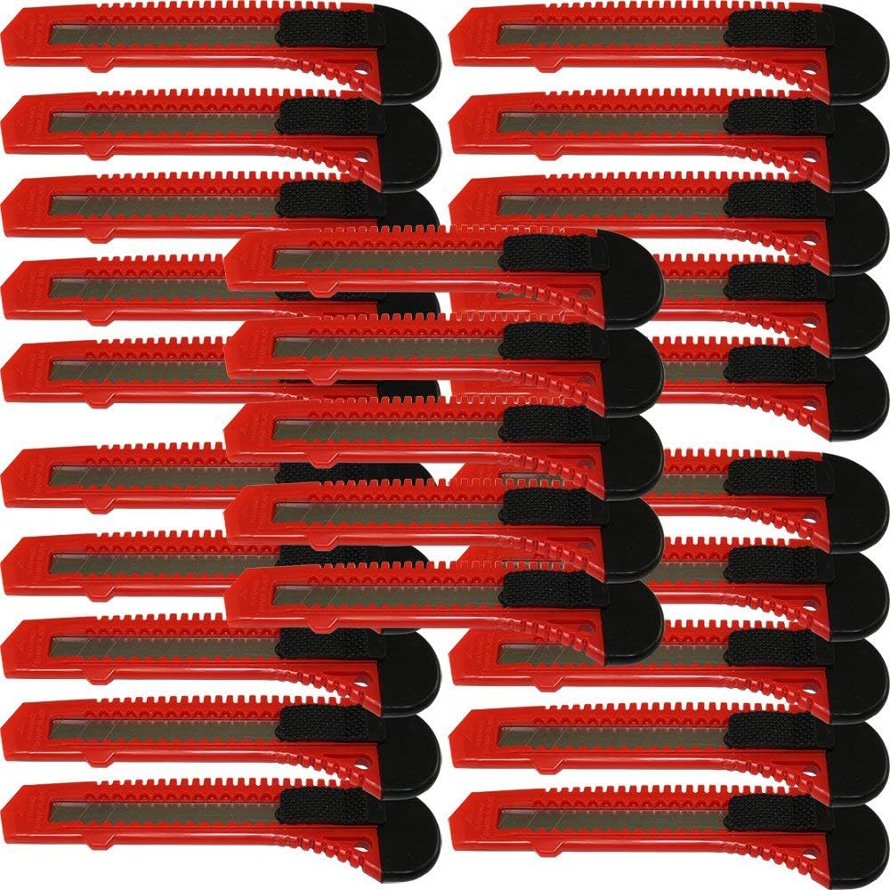 25x Bulk Red Utility Knife Box Cutters Snap Off Blade