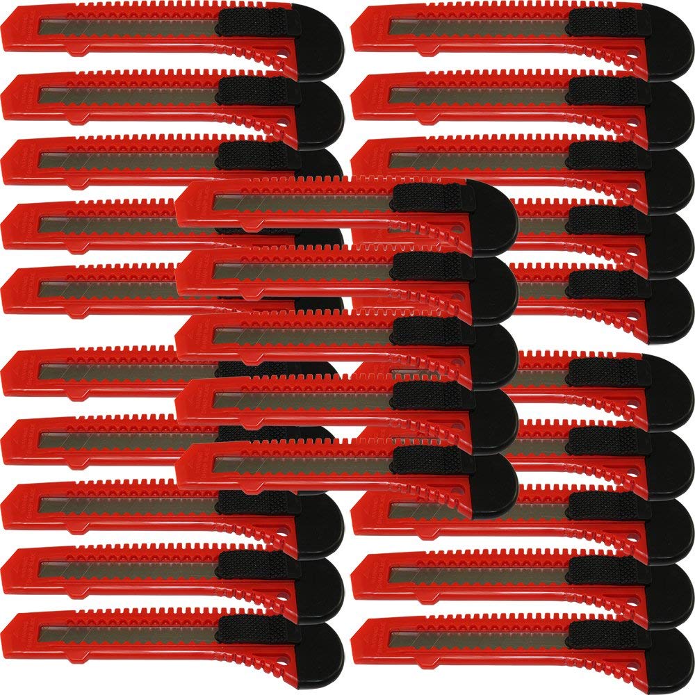 25x Bulk Red Utility Knife Box Cutters Snap Off Blade