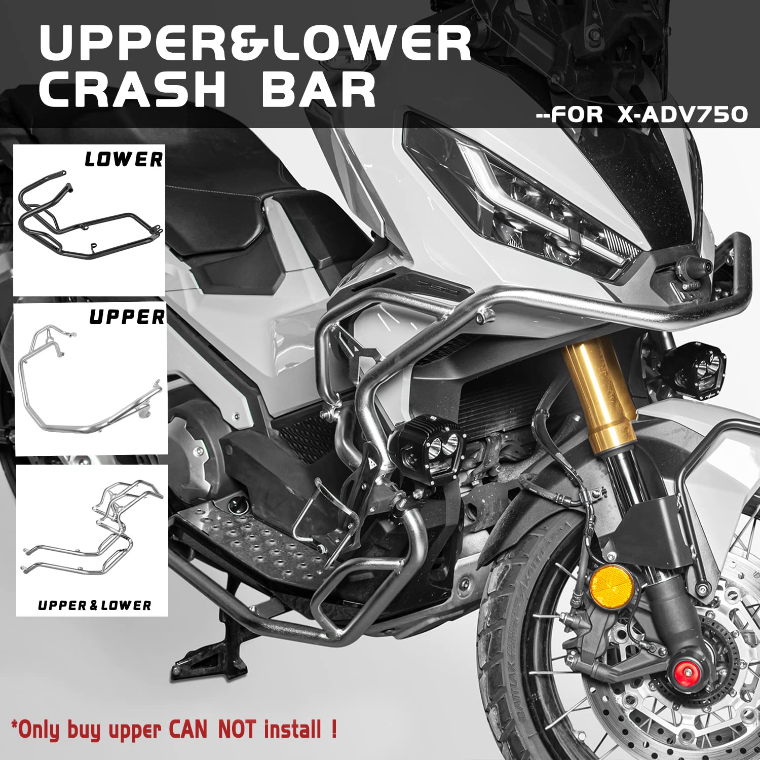 Protector de parachoques de motor de motocicleta barra de choque de autopista X ADV 750 Protector de parachoques contra caídas para Honda X-ADV 750 X ADV750 X ADV X-ADV ADV 750 21-23 (Bajo-Plata)