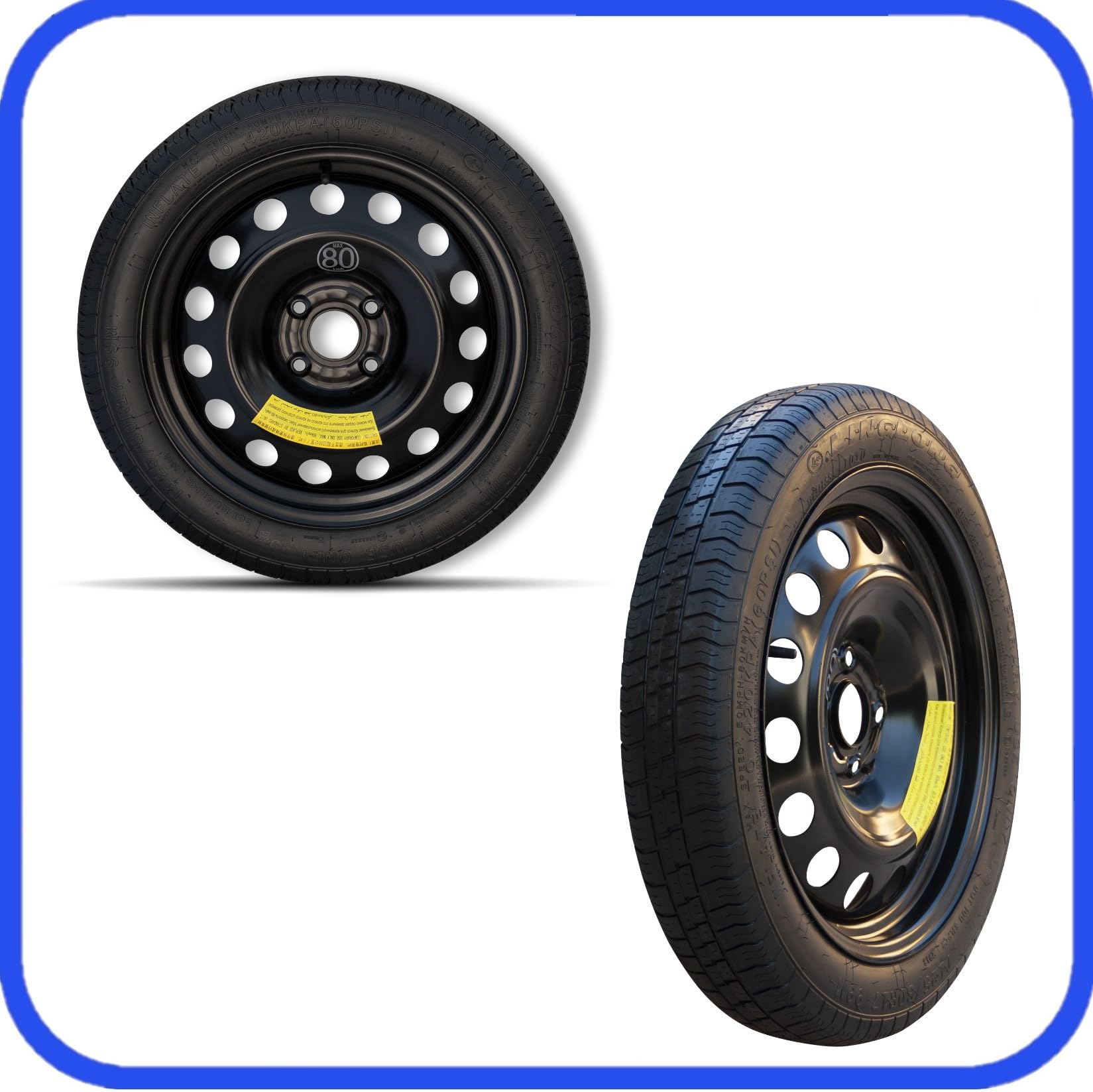 Ruotino di scorta 16" Dacia Sandero Stepway III 4 Fori Pneumatico 125/80R16 DOT 2025-2026 Kit Completo con Cric Chiave Sacca Emergenza Auto Pronta Consegna
