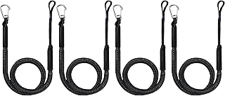 Boat Bungee Dock Lines with Clip 4 Pack Marine Rope Pontoon Boating Kayak Accessories, Black
