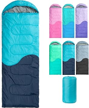Sleeping Bag - 3 Seasons for Adults Boys Girls Camping Hiking - Warm Cold Weather Lightweight Portable with Compression Bag for Backpacking in Spring, Summer, Fall and Winter