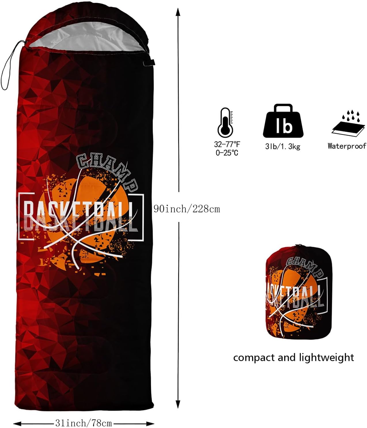 Kids Sleeping Bag for Boys Girls,Western Cowboy Print-Lightweight Warm Portable Outdoor Indoor-Waterproof Cold Weather Resistant Sleeping Bag for Camping Hiking