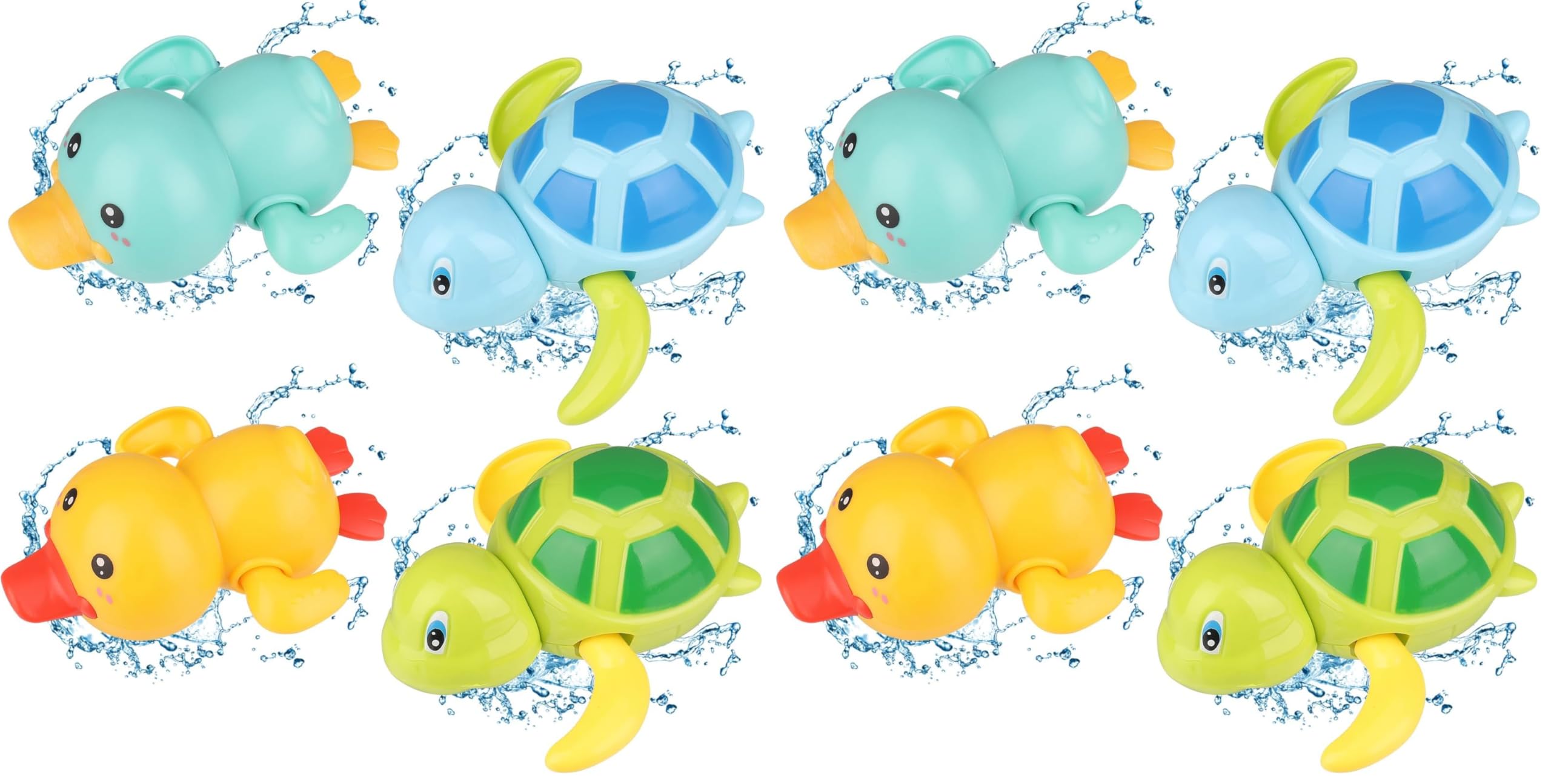 Pinenuts Baby Bath Toys, 4 Pcs Baby Bath Tub Toys Wind-up Toys Paddling Pool Toys Floating Swimming Ducks & Turtles Water Toys for Toddler Kids Girls Boys Bath-time Shower Gifts — view 8