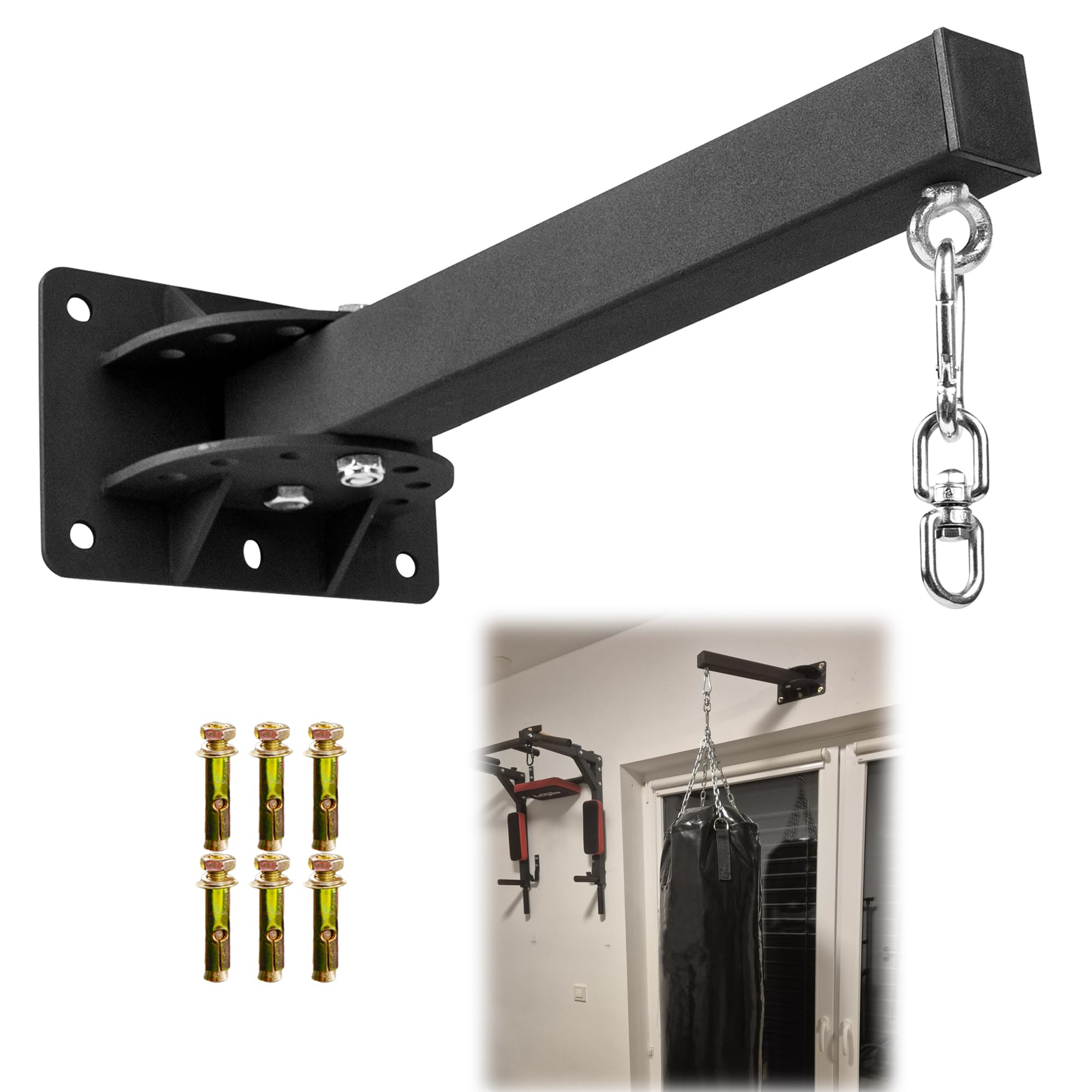 Punch Bag Bracket, Adjustable Boxing Bag Bracket, Heavy Duty Punch Bag Wall Bracket, Suitable for Home or Gym Use Rotation Boxing Bag Holder