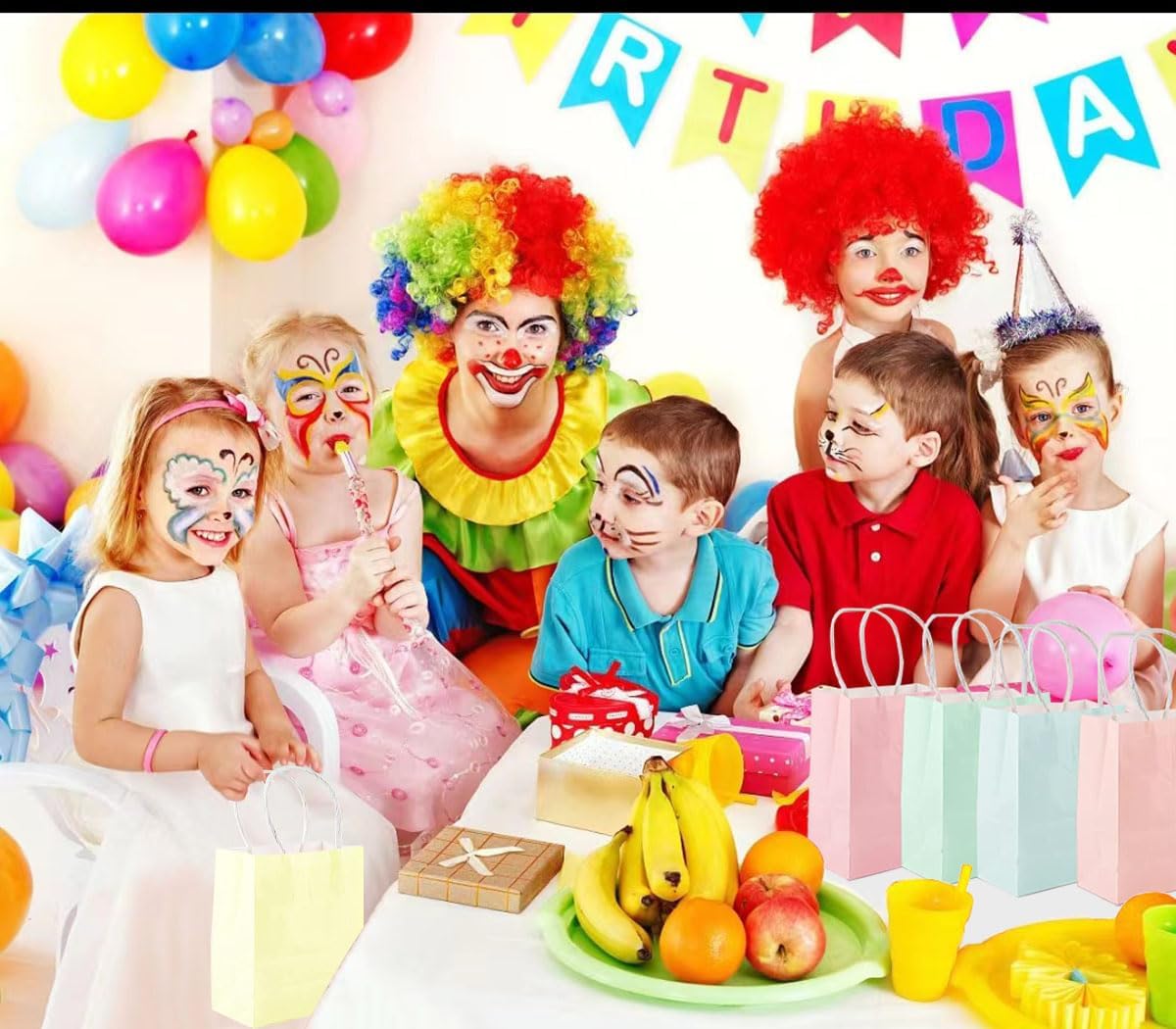 ACKJGGG 24Pcs Mini Party Gift Paper Bag Pastel 2.4x5.9x4.7 Inch Portable Candy Bags Birthday Multicolor Treat Kraft Favor Sweet Goody Bags with Handles for Wedding Size Very Small - Image 3