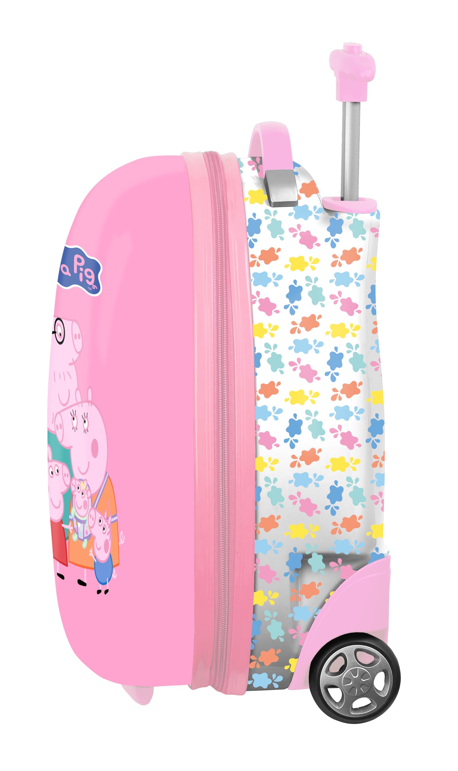 PEPPA PIG BABY PIG - Trolley da cabina 16 pollici, valigia con ruote, lucchetto di sicurezza, valigia leggera, 28 x 23 x 43 cm