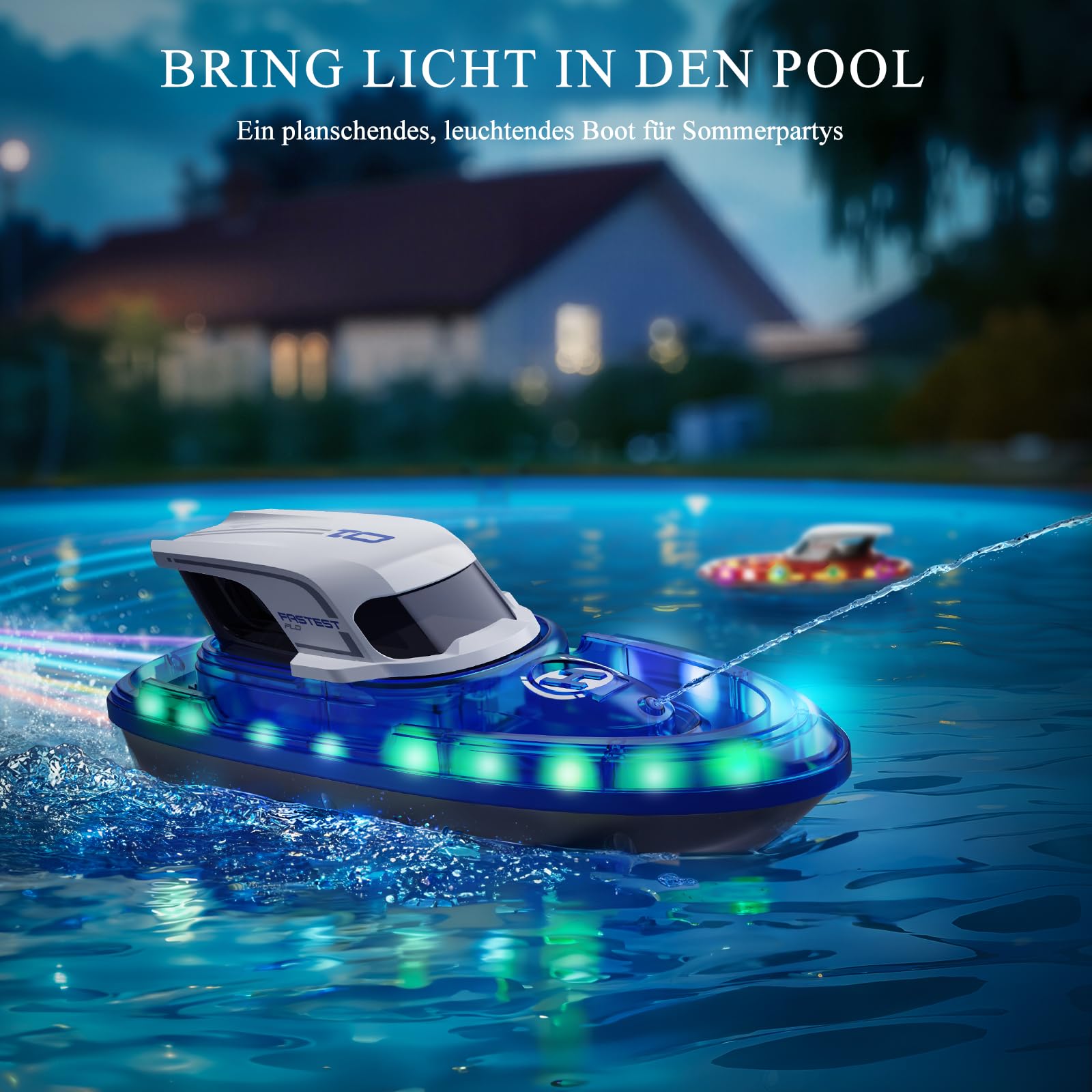 SYMA Ferngesteuertes Boot 2er Set für Kinder 8-12 Jahre, RC Rennboote mit LED & Wasserspray, 20 Min pro Boot, 40 Min Gesamt, Spielzeug für Pool & See, Geschenk für Jungen & Mädchen