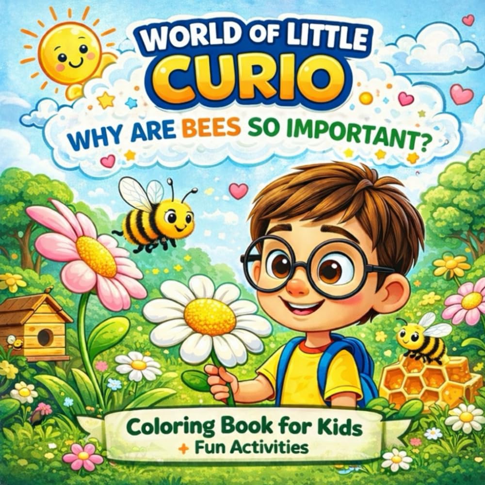 World of little Curio: Why a bees are so important? Coloring book for kids - Fun Activities