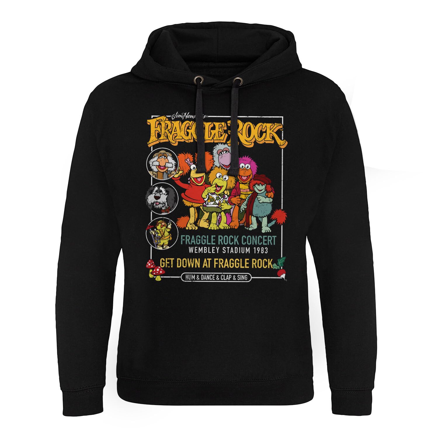 Fraggle Rock Unisex Black Officially Licensed Concert Epic Hoodie (Black), Small