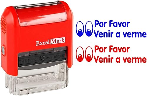 POR Favor VENIR A VERME - ExcelMark - Sello de goma autoentintado de dos colores para profesores de español, perfecto para calificar la tarea, tinta