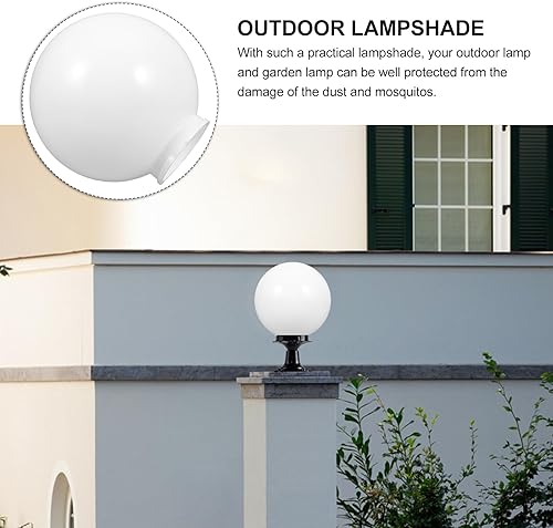 Miniatura 8 de Uonlytech Lámpara de acrílico para poste de cristal, globo de vidrio blanco, cubierta decorativa para luz de jardín al aire libre, 20X20X20X20CM