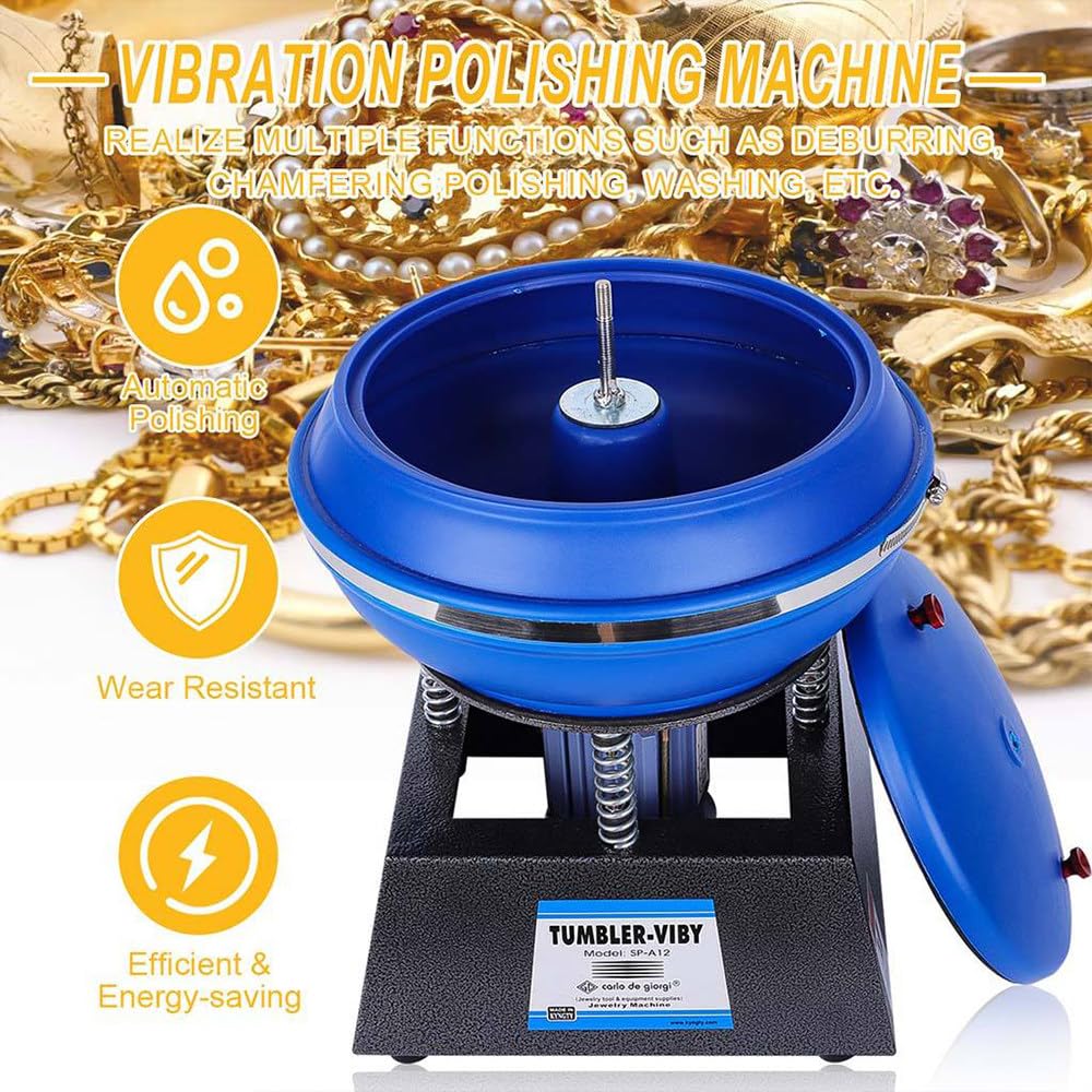 Wibracyjna polerka do biżuterii – polerka i szlifierka wibracyjna (tumbler) do polerowania drobnych elementów metalowych, biżuterii, jadeitu i agatu.