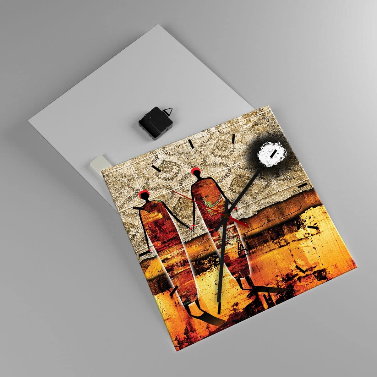 Reloj de Vidrio 40x40cm Cuadrado Decorativo Abstracto Personas - 0659