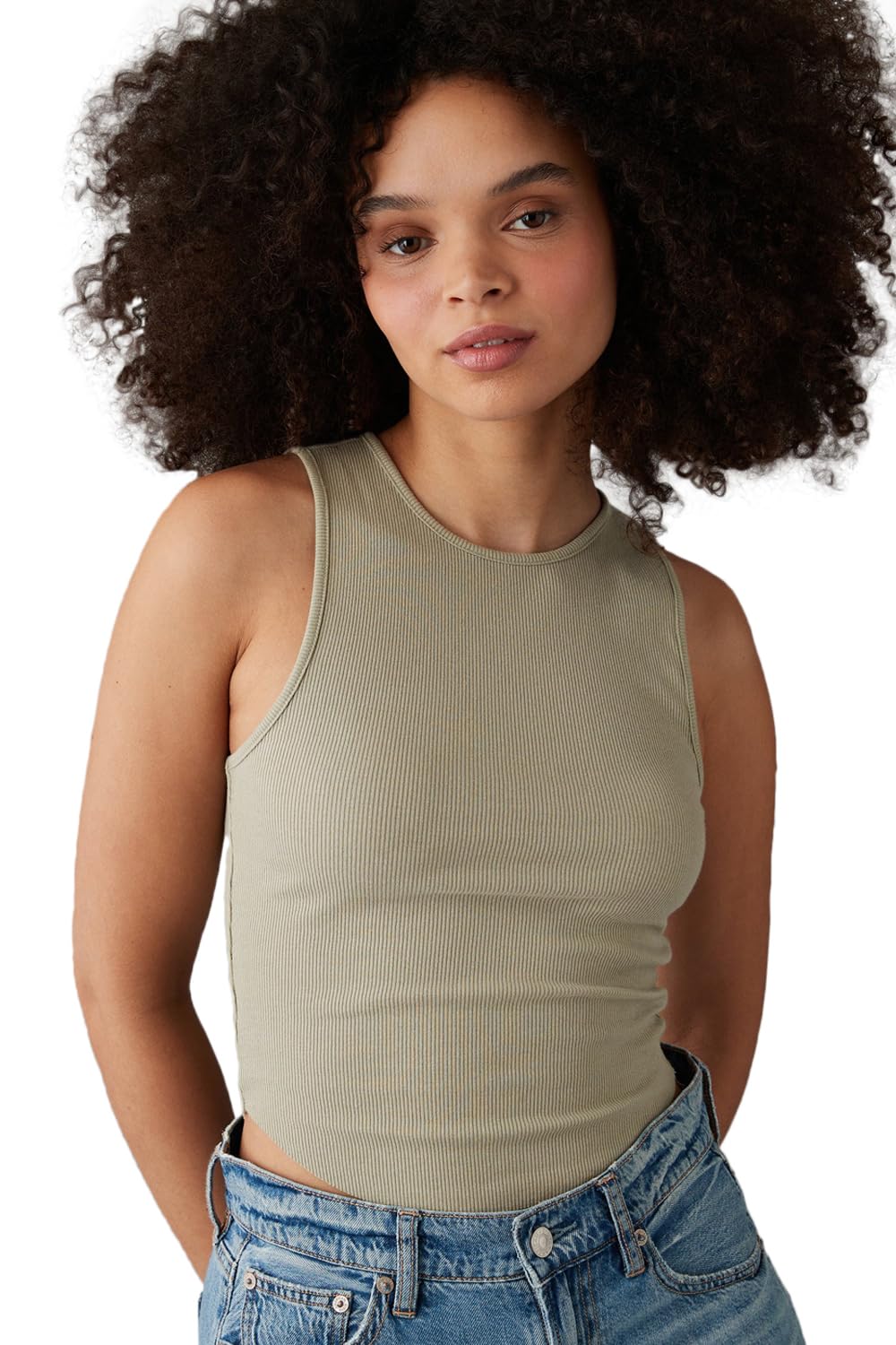 American Eagle Women Green High Neck Daily Fave Tank Top-picture-24