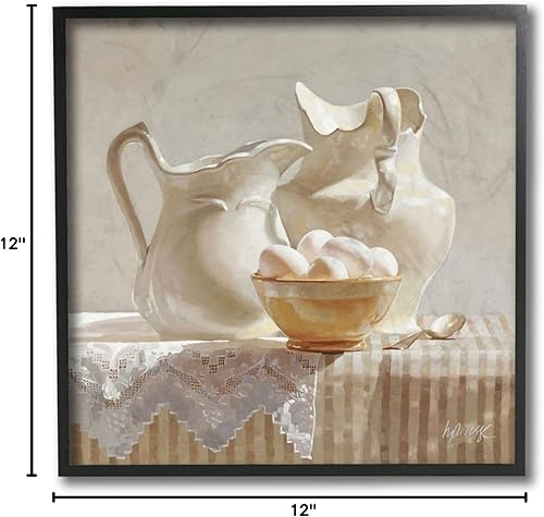 Miniatura 8 de Stupell Industries Country White Pitchers Farm Table Still Life Heide Presse - Arte de pared enmarcado negro de 12 x 12 pulgadas
