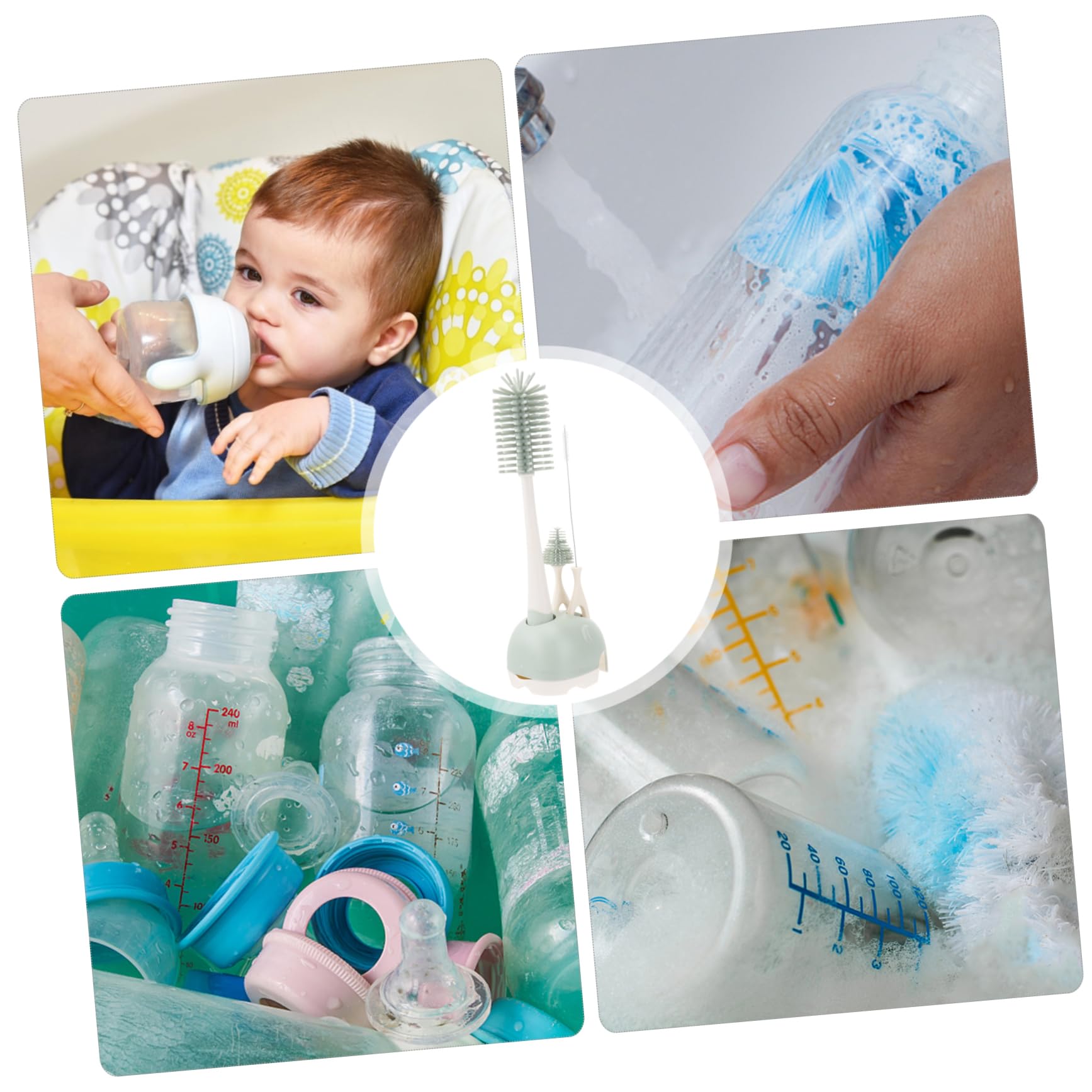 Abaodam 2pezzi Spazzole Per La Bottiglie Silicone Per Bottiglie e Tazze Resistente e