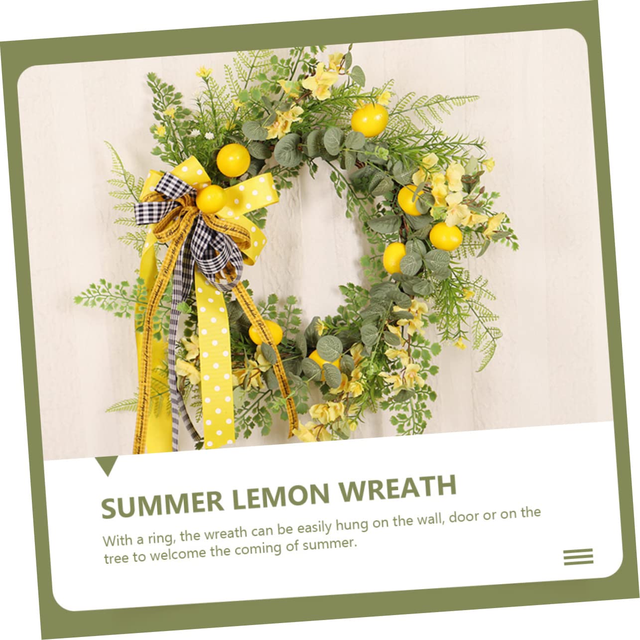 Ghirlanda Estiva ad Anello Fiori di Seta Realistici | Limoni Finti per Decorazioni, Ghirlande Fuoriporta per Accogliere Ospiti, Atmosfera Estiva