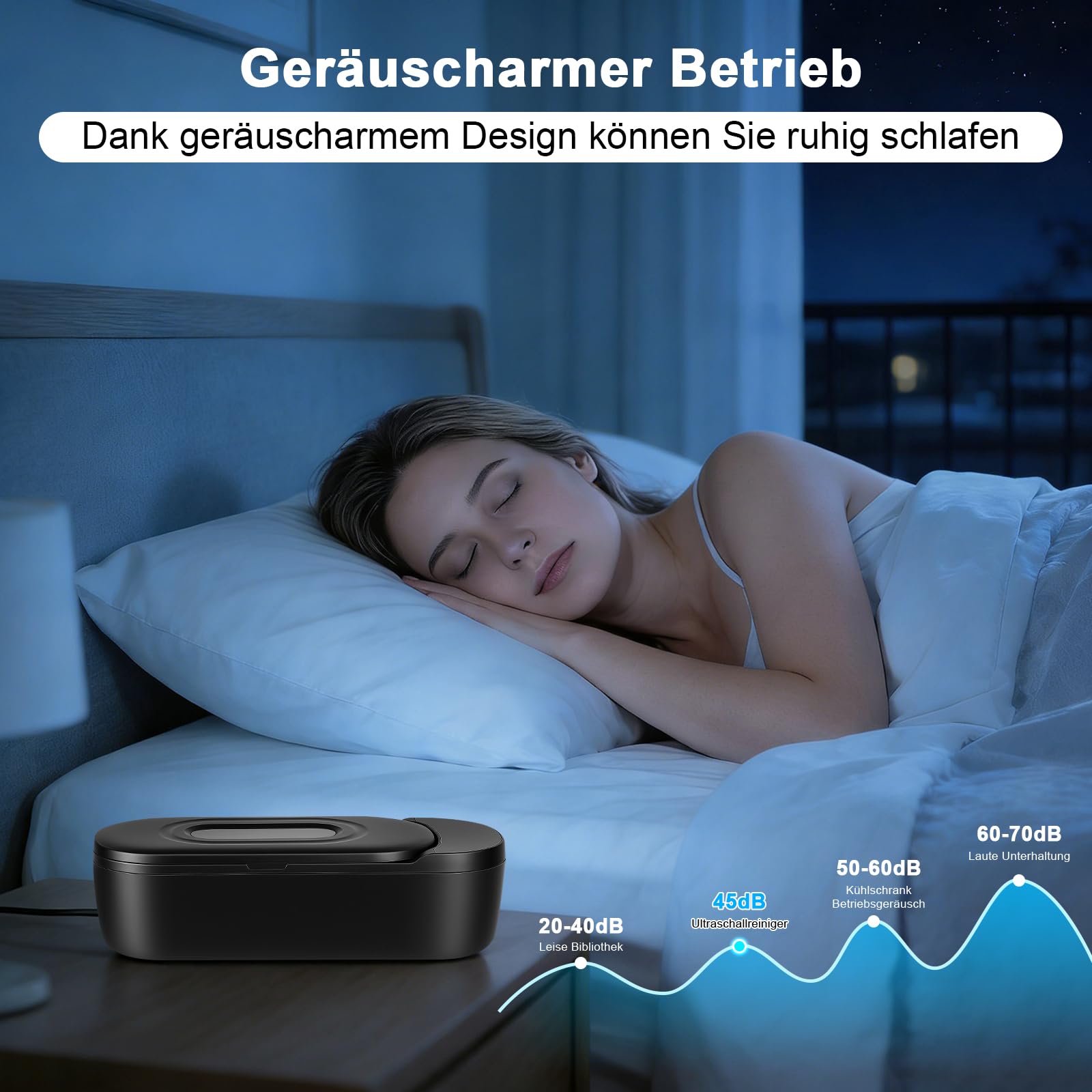 ERWEY Limpiador Ultrasonidos 48000Hz, Ultrasonic Cleaner de 400 ML, Limpiador ultrasónico y 2 Modos de Limpieza, Ultrasonidos Sónico para dentaduras postizas, joyas, gafas y relojes, Negro