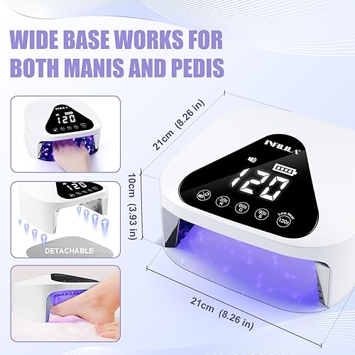 Miniatura 7 de NXJ INFILILA Lámpara de uñas recargable, lámpara de uñas LED UV inalámbrica, lámpara de uñas inalámbrica, luz UV profesional de 54 W para uñas de