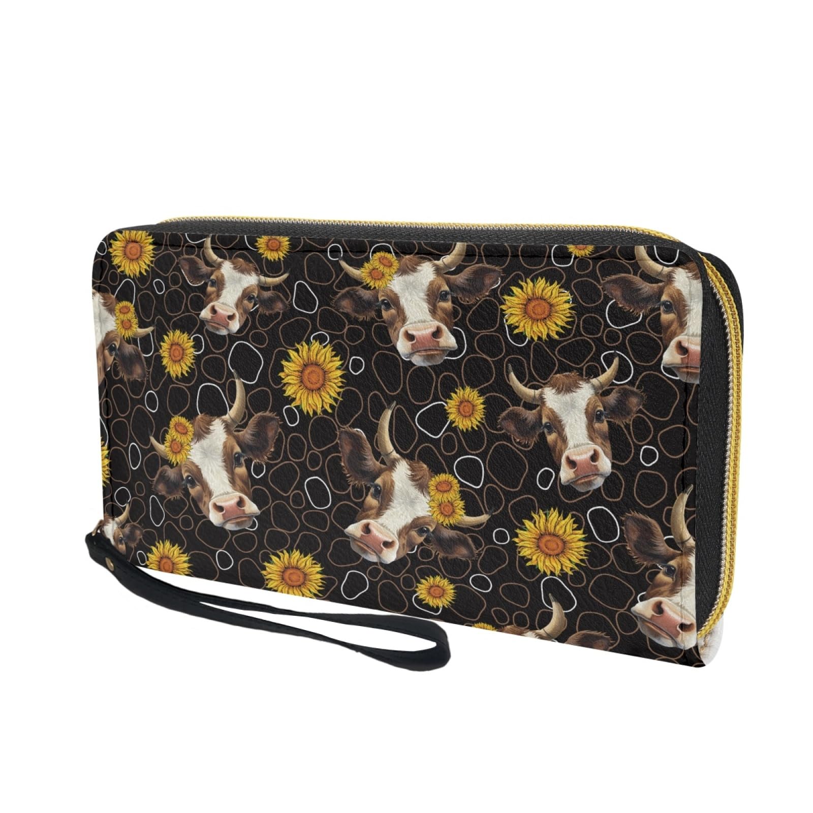 Portafoglio Donna Portamonete Porta Carte di Credito Donna Uomo Wallet | Portafogli con Zip e Cinturino da Polso Leggero Durabile Portatile,Impermeabile Cuoio,Girosole Marrone 11x20cm/2 Unità