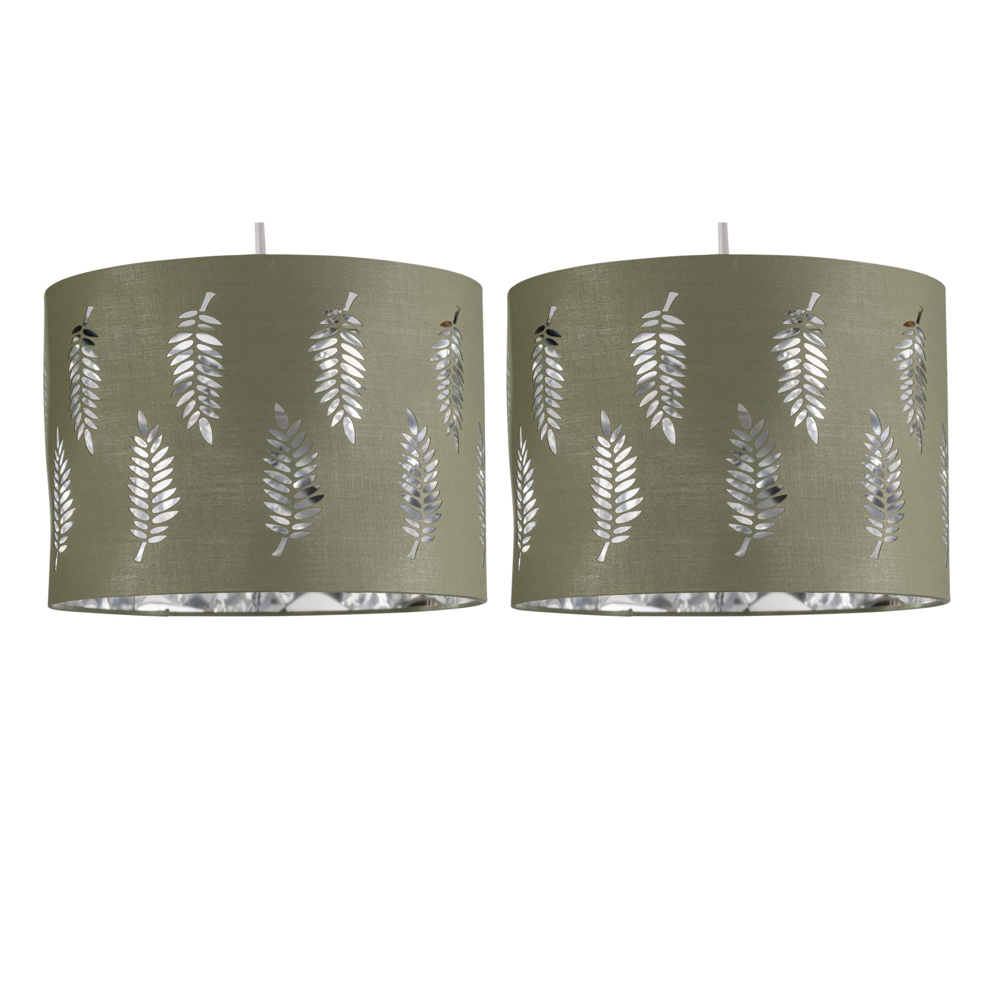 First Choice Lighting - Pendant Lampshade - Sage Green Cut Out - 30cm - Set of 2