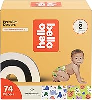 Hello Bello Premium Diapers Size 2, 74ct Club Box - Leak-Proof, Eco-Friendly Happy Camper Designs