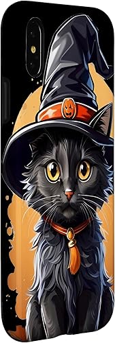 Miniatura 9 de iPhone XS Max Helloween Cat with Witch Hat Case