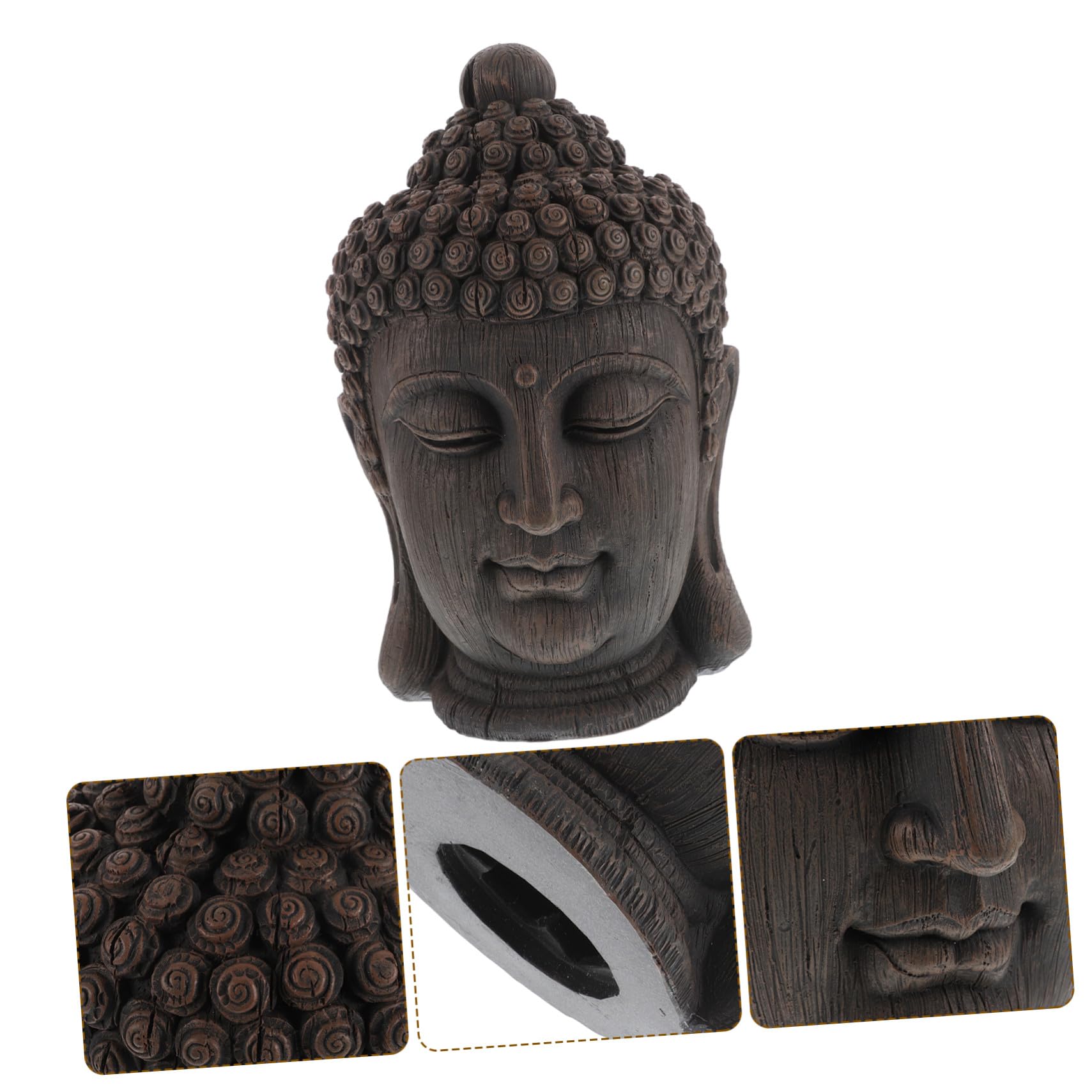 Cabilock Statue Bouddha Extérieur Résine Style Thaï Antique Bronze Tête Bouddha Décor Asiatique Ornement Jardin et Restaurant