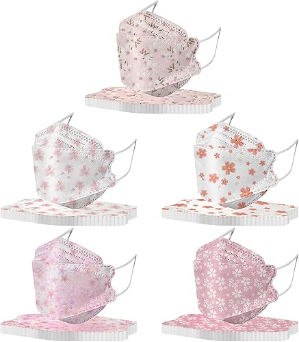 Miniatura 1 de HEALT Paquete de 50 mascarillas protectoras KF_94 para adultos con diseños 4D cubrebocas desechables de 4 capas con alambre de nariz para mujeres y