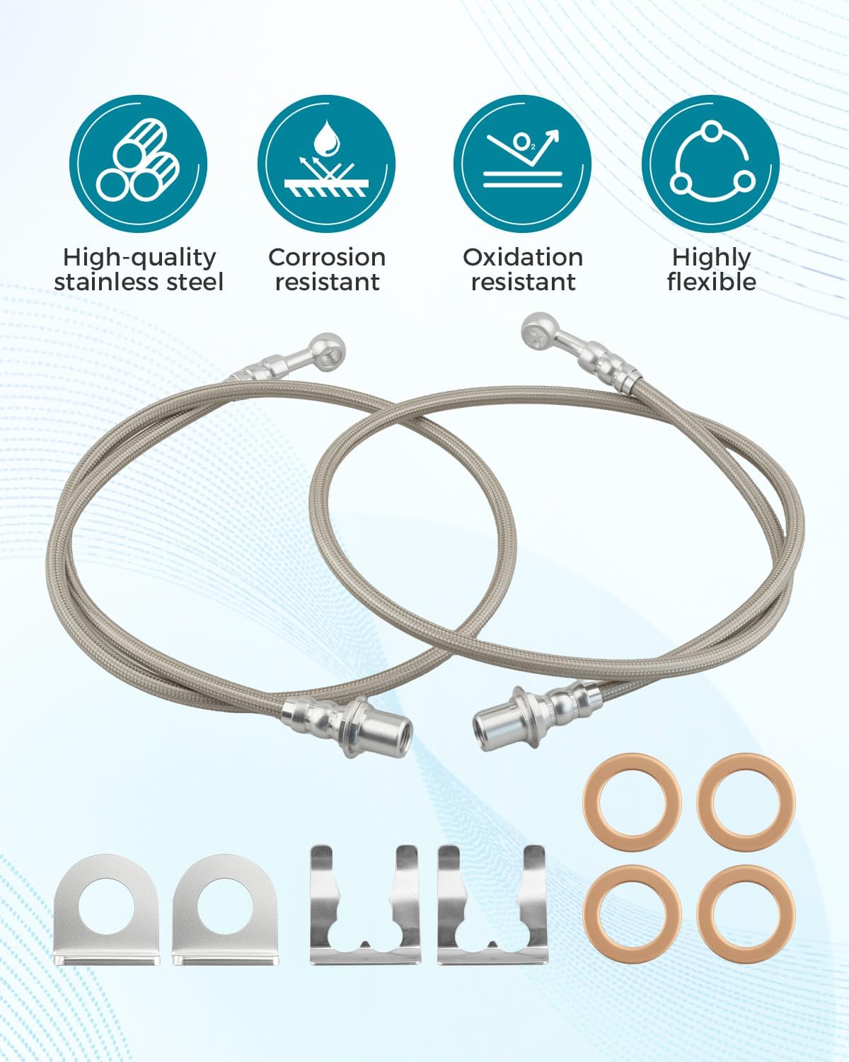 Extended Brake Lines Stainless Steel Fit for Chevy Silverado 1500 Fit for GMC Sierra 1500 2wD 1999-2007 (2007 Models Must Be Classicbody Style)