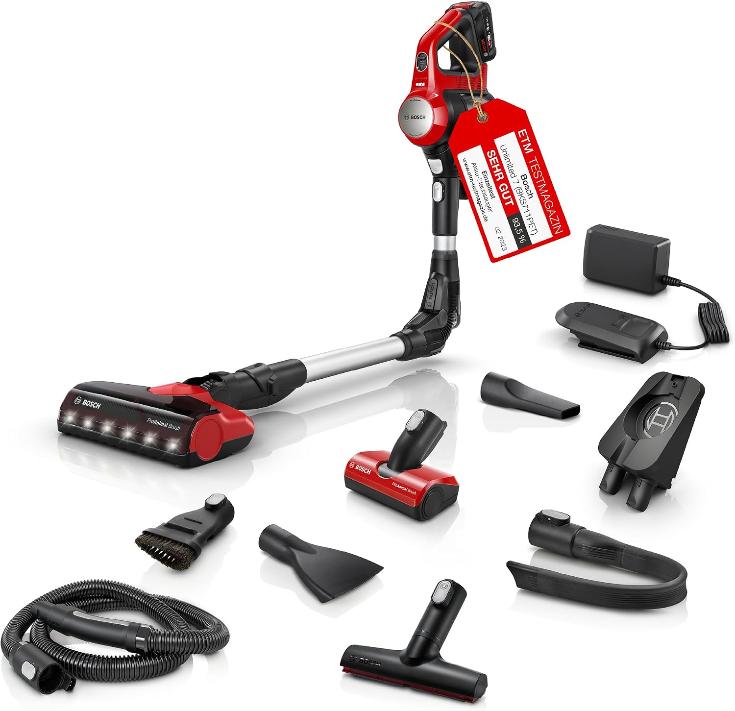 Bosch Unlimited 7 ProAnimal BKS711PET Akku-Staubsauger mit ProAnimal-Düse und XXL-Zubehör