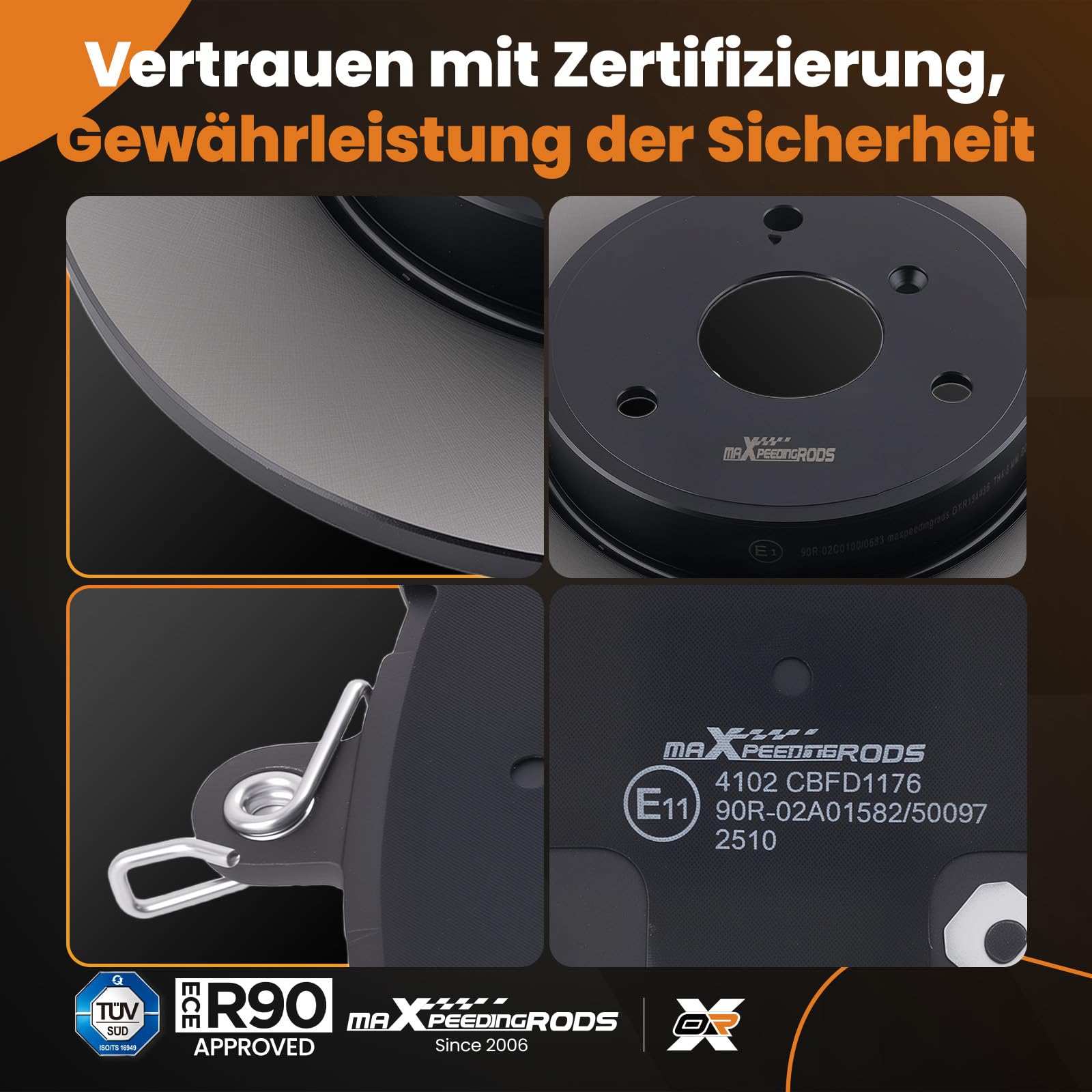 maXpeedingrods Set di freni con 2 dischi freno + 4 pastiglie freno anteriori da 280 mm, per Smart Fortwo Cabrio per City-Coupé 4514210112