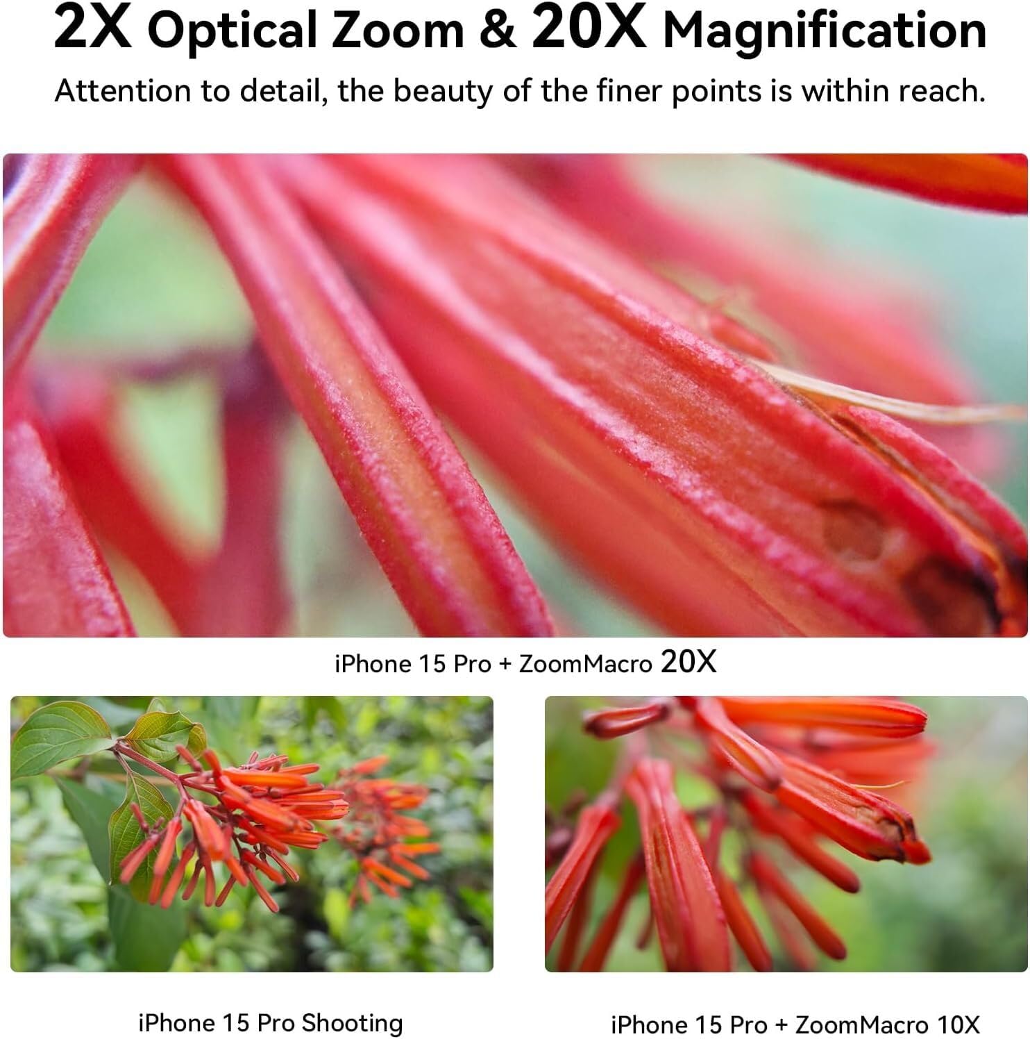 Zestaw obiektywów makro APL Zoom do smartfona, obiektyw do telefonu makro 10-20X z uniwersalnym klipsem obiektywu, obiektyw do fotografii makro HD