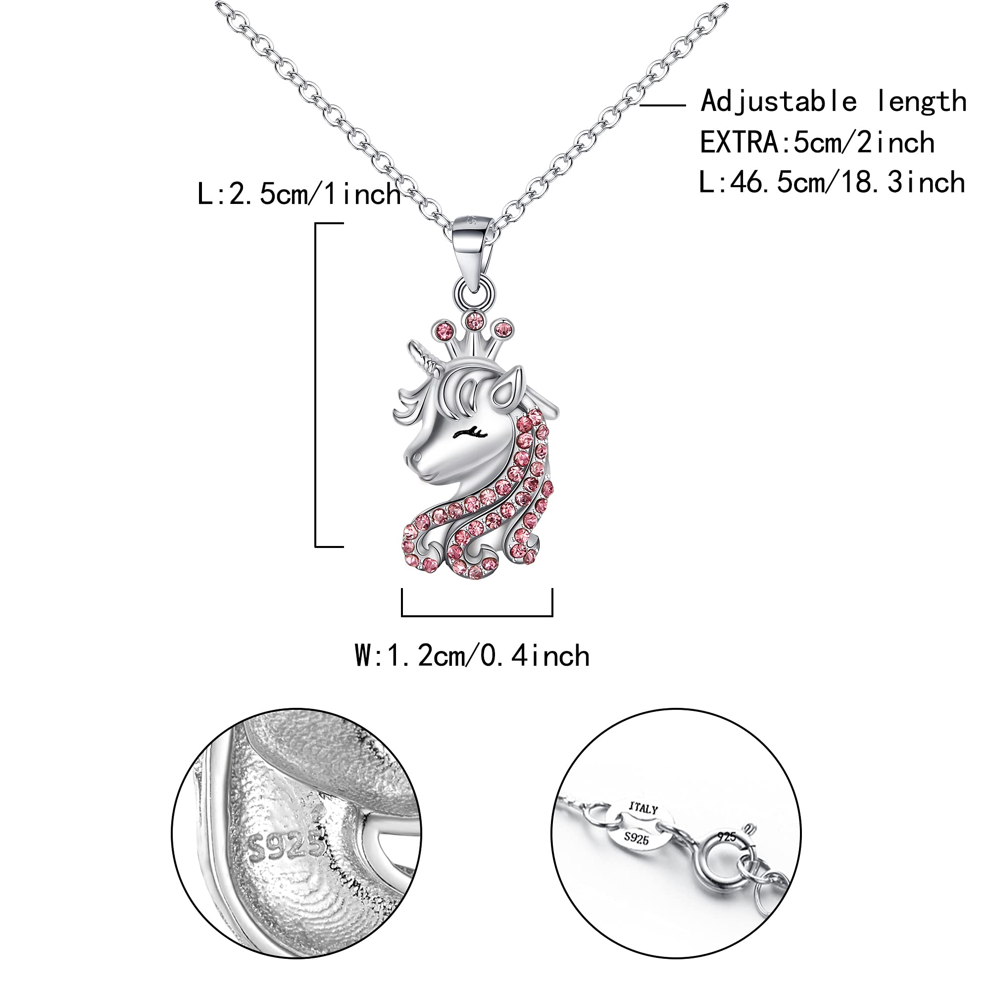 EVER FAITH Collana Unicorno per Ragazze, 925 Argento CZ Ciondolo Fortunato Regalo di Compleanno per Figlia Nipote