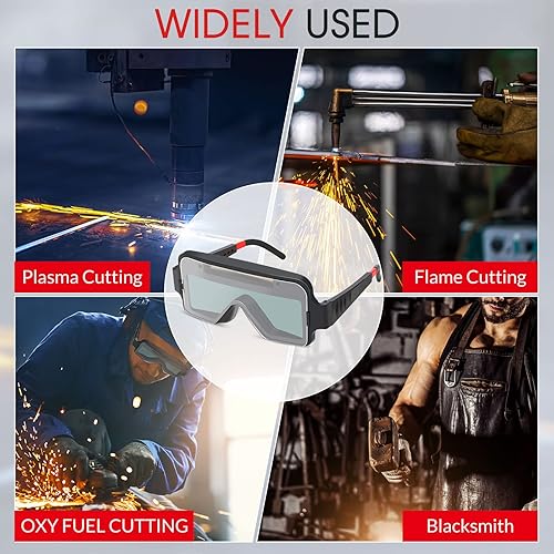 Miniatura 6 de Leumoi 2 gafas de soldadura de oscurecimiento automático, gafas de soldadura alimentadas por energía solar, 2 sensores, de seguridad, atenuación