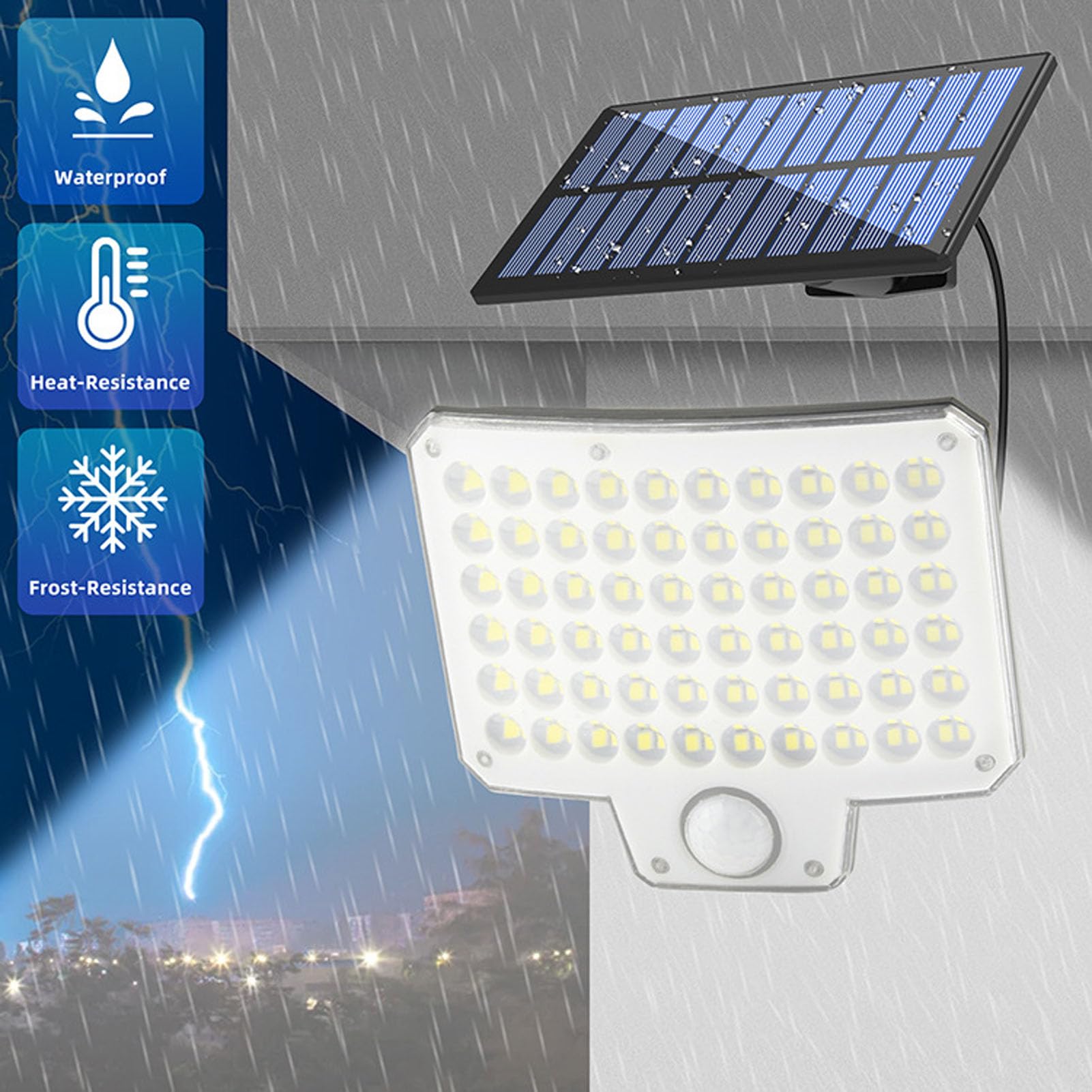 Fockety Lampes Solaires D'extérieur, 3 000 Lm, 240 LED, Détecteur de Mouvement, Télécommande, Applique Murale étanche IP65 pour Jardin, Clôture, Porte D'entrée, Terrasse, Jardin, Garage