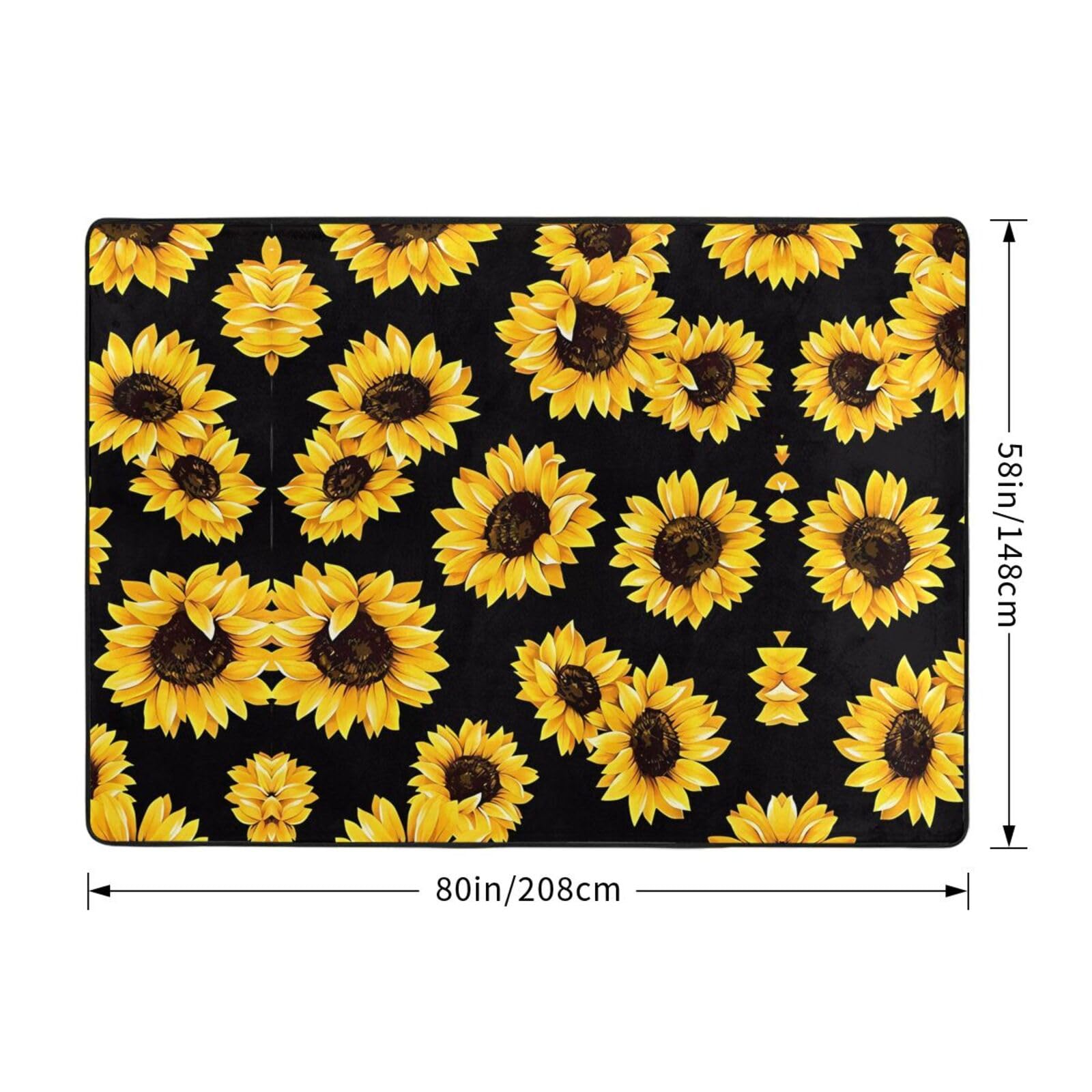Tapis antidérapant en fausse fourrure avec imprimé tournesol 203,2 x 147,3 cm – Couvre-lit confortable pour salon, chambre, bureau et plus encore