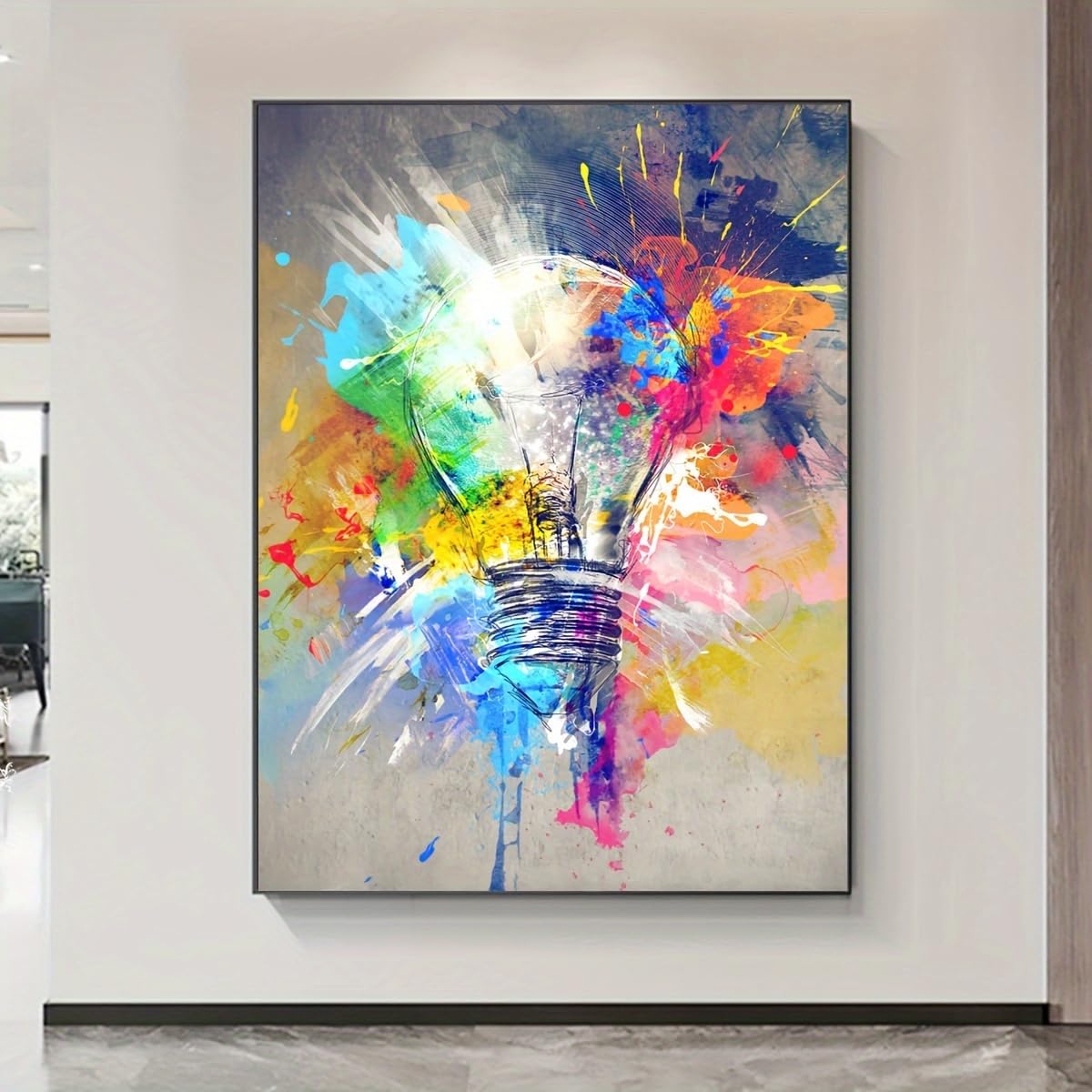 IXEHOH Große Moderne Abstrakte Leinwandbilder für Wohnzimmer, Buntes Glühbirnen Kunstwerk Aesthetic Wall Art, Vertikale Wanddeko für Büro, Dekorative Leinwanddrucke für Zuhause 30x40cm
