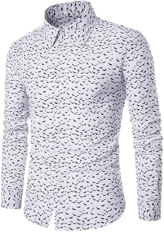 jmwccada Mens Floral Shirts Long Sleeve Casual Slim Fit Button Down