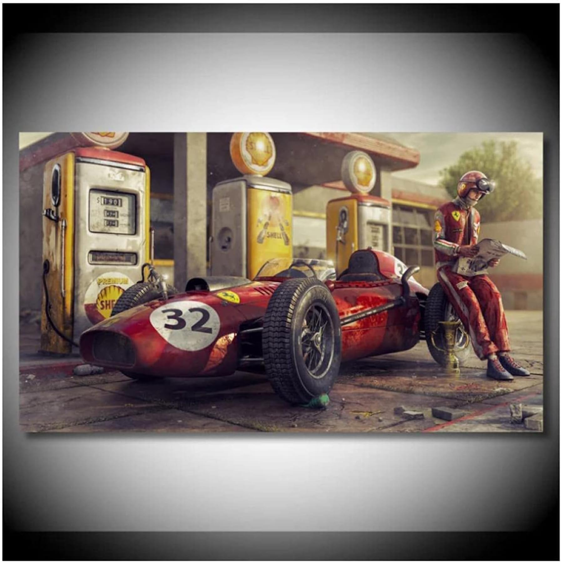 ELECDON Canvas Painting Poster, Wall Art Room Decor, Vintage Car Posters Prints Ferraris Classic Racing F1 Race Car Artwork Wall, for Living Room Office Decor(50X75Cm, No Frame)